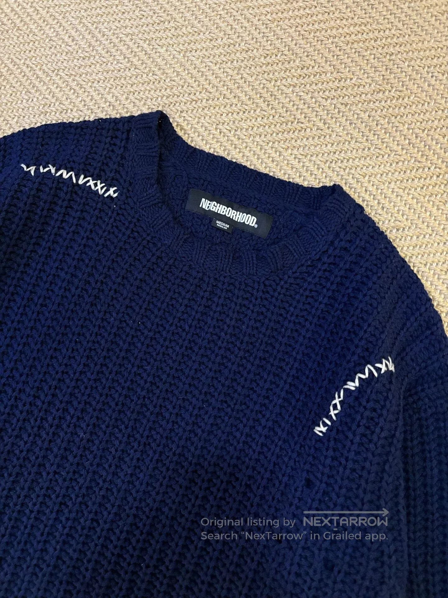 Neighborhood navy blue oversized crewneck sweater. Size US M / EU 48-50 / 2 - 5 Thumbnail