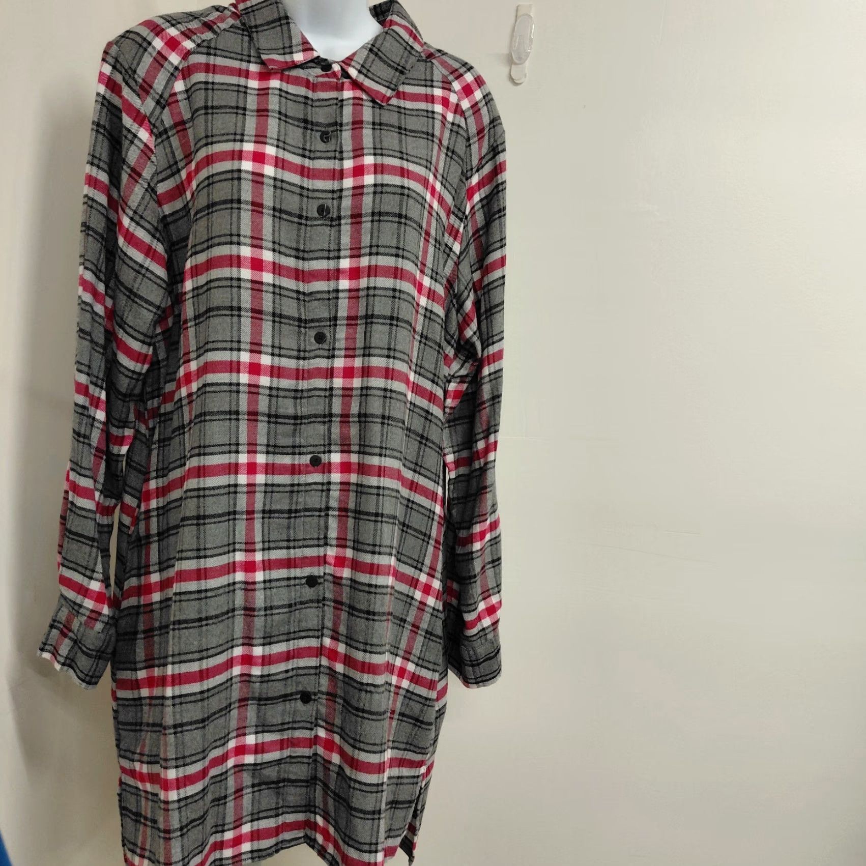 DKNY DKNY Dress Women's Large Gray Pink Window Pane Plaid Button Up Long Sleeve Size L / US 10 / IT 46 - 4 Thumbnail