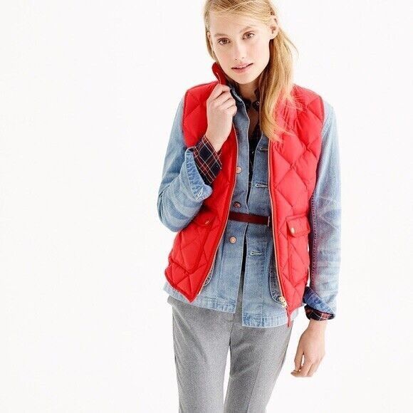 J.Crew J Crew Womens Vest Red Quilted Excursion Puffer Full Zip Dow Size XS / US 0-2 / IT 36-38 - 1 Thumbnail