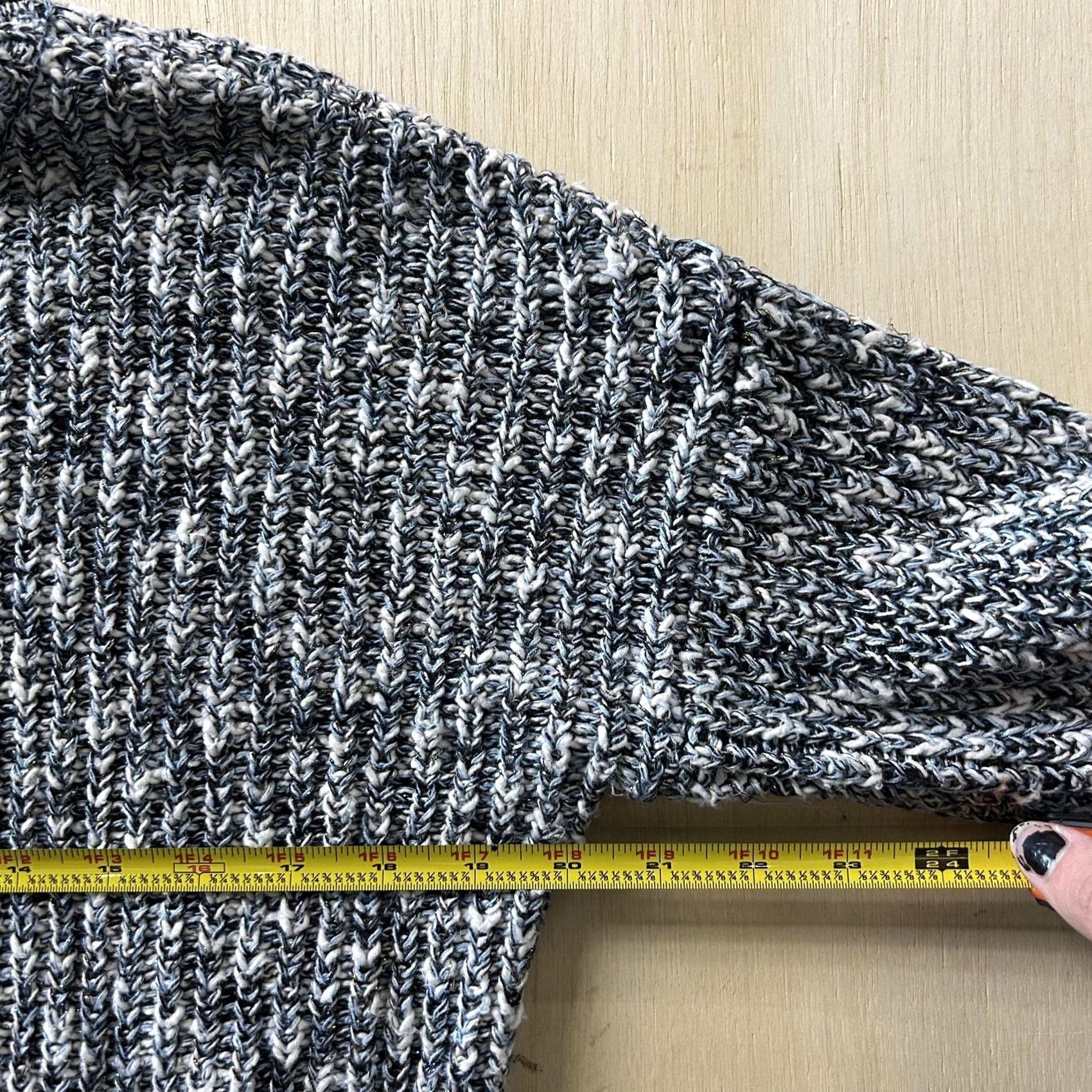Vintage Alya Sweater Womens Medium Gray Crew Neck Chunky-Knit Glitter Pullover Size M / US 6-8 / IT 42-44 - 3 Thumbnail
