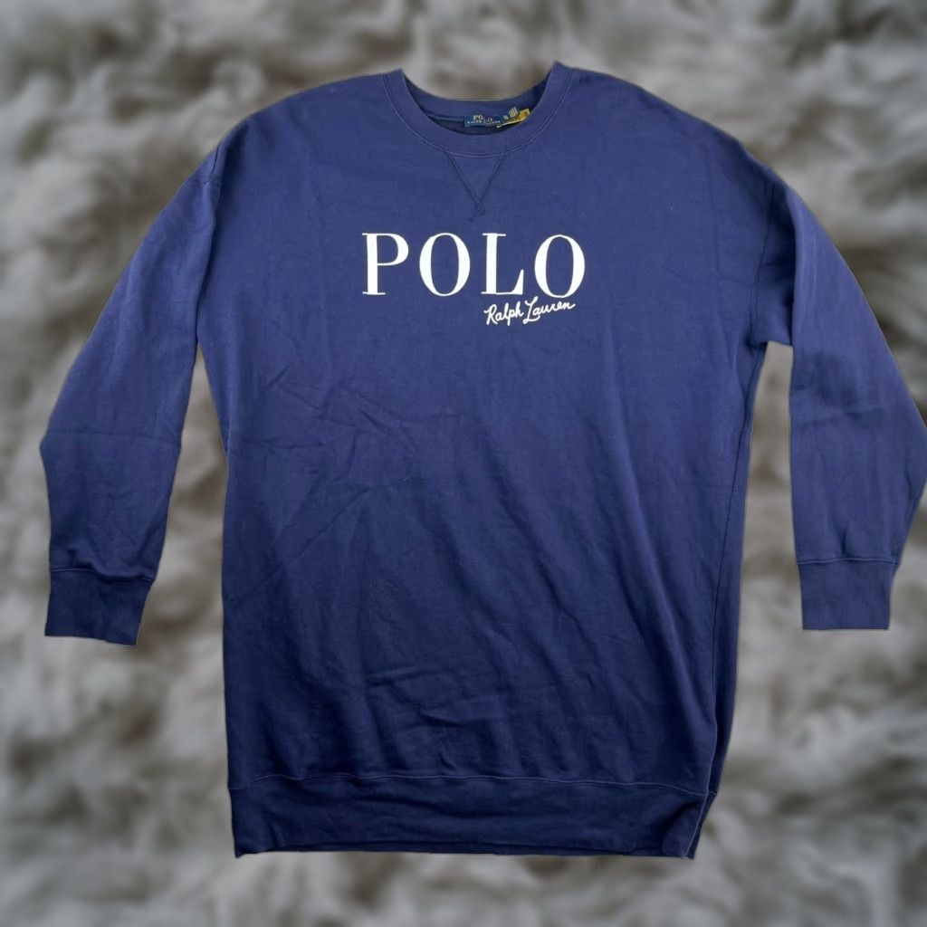 Ralph Lauren Men's Sweatshirt Crew Neck Cotton Blend XL Navy Blue Graphic Print Pullover
