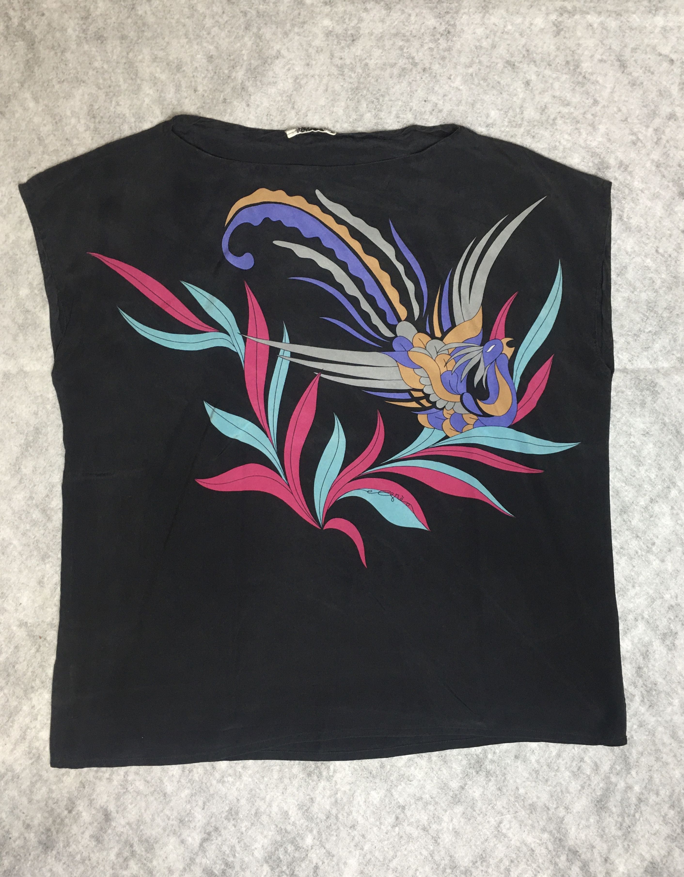 Vintage GRES Paris Vintage Silk Bird Print Top RARE Size M / US 6-8 / IT 42-44 - 8 Thumbnail