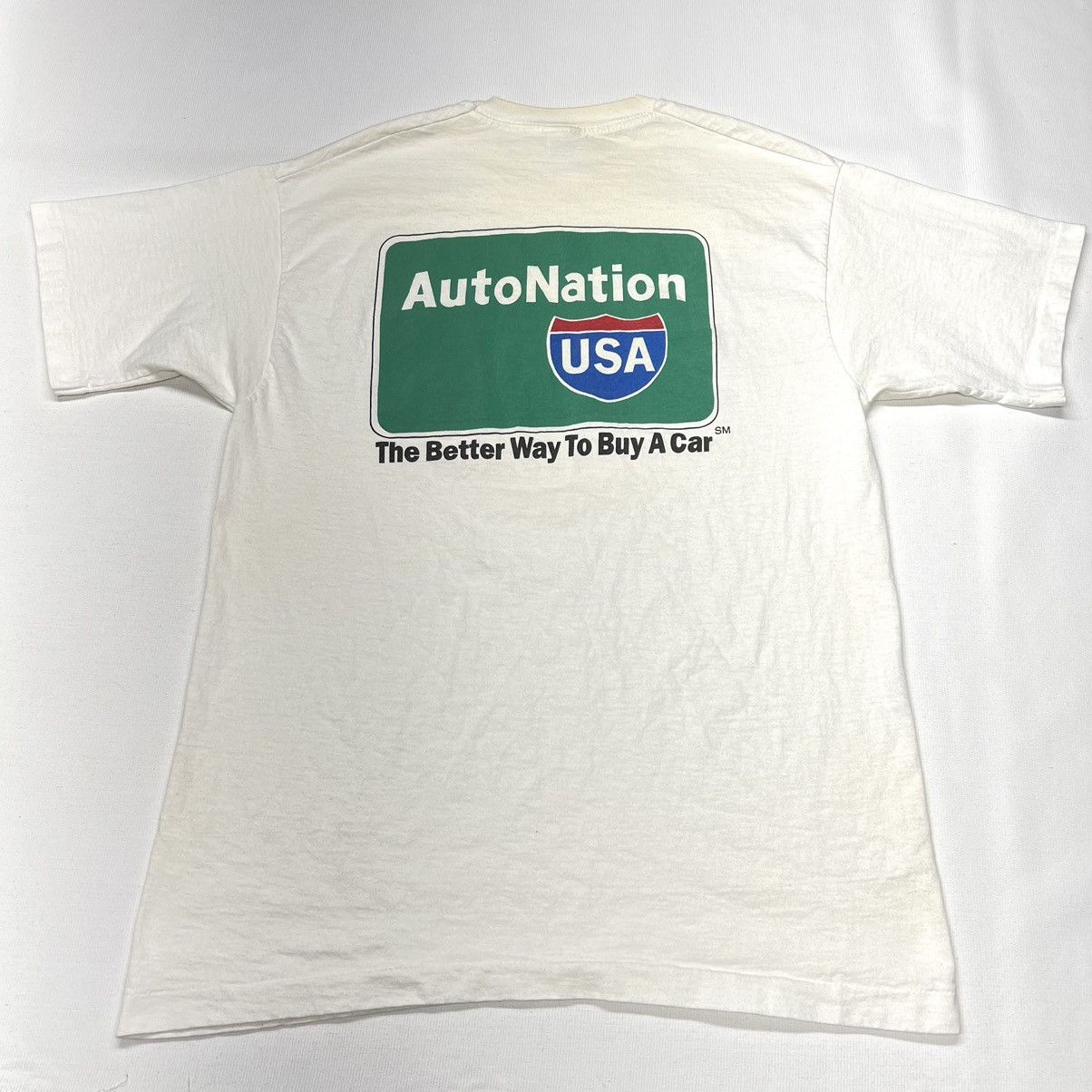 Fruit Of The Loom × Vintage VTG Auto Nation Tee Shirt White Single Stitch Heavy Cars Size US L / EU 52-54 / 3 - 10 Thumbnail
