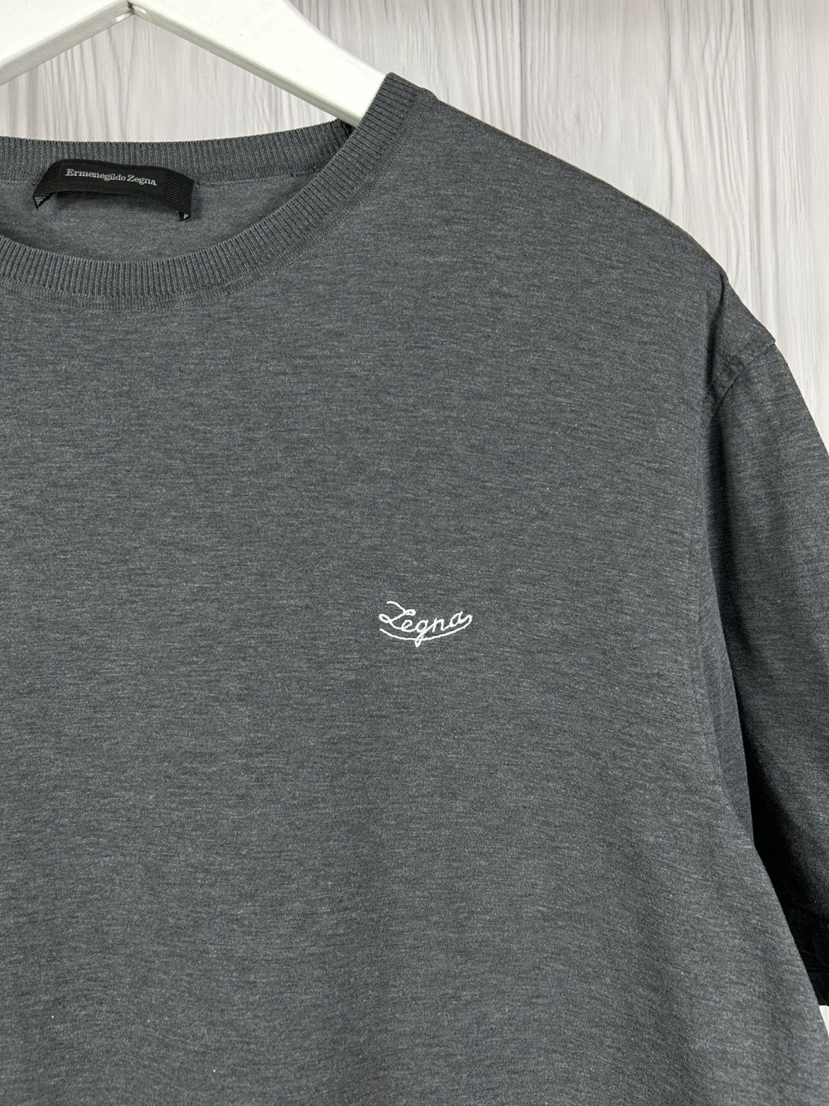 Ermenegildo Zegna Ermenegildo Zegna Logo Lettering Grey Cotton T-shirt Size L Size US L / EU 52-54 / 3 - 4 Thumbnail