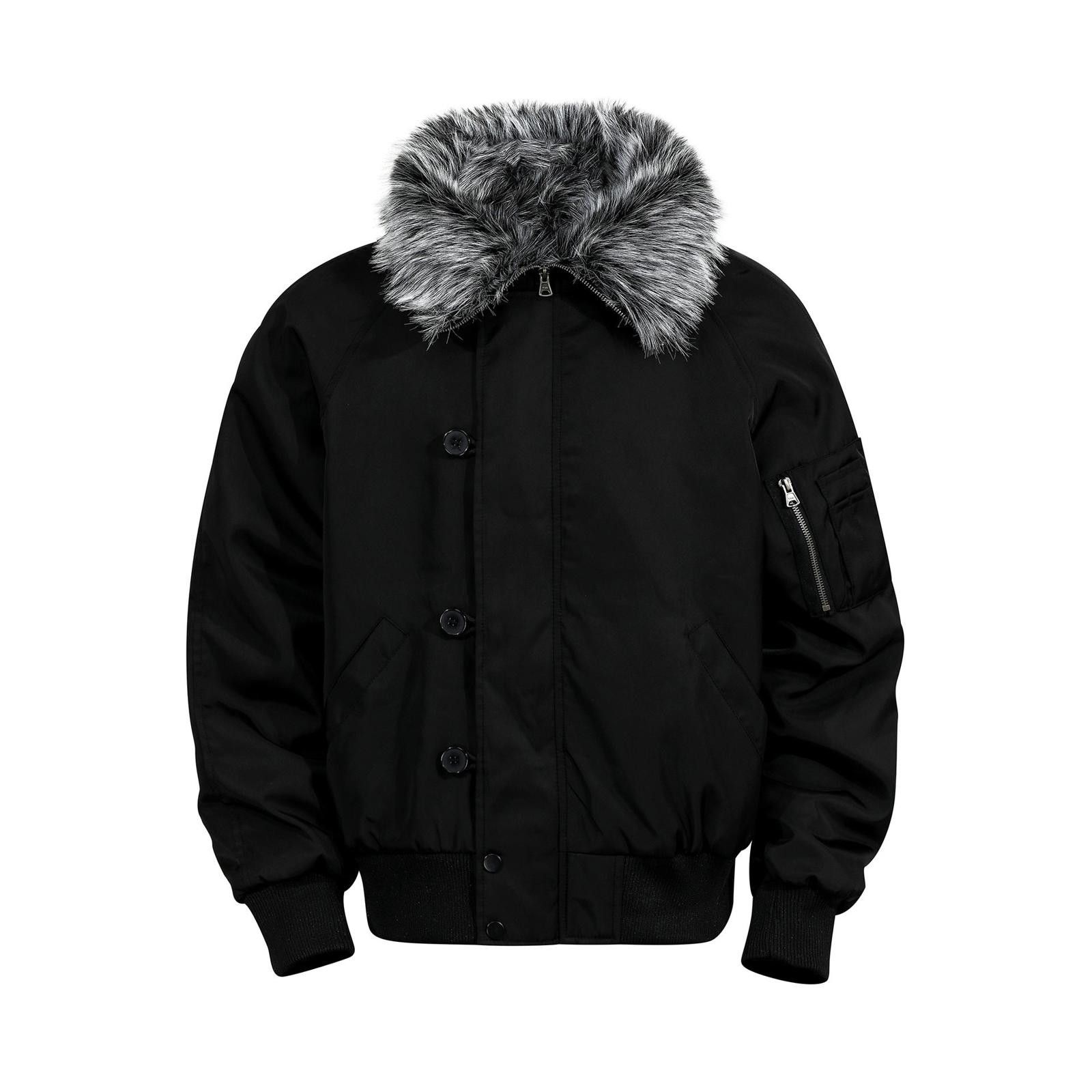 Japanese Brand Gray Fur Collar Bomber Jacket, Insulated Men's Outerwear Size US M / EU 48-50 / 2 - 4 Thumbnail