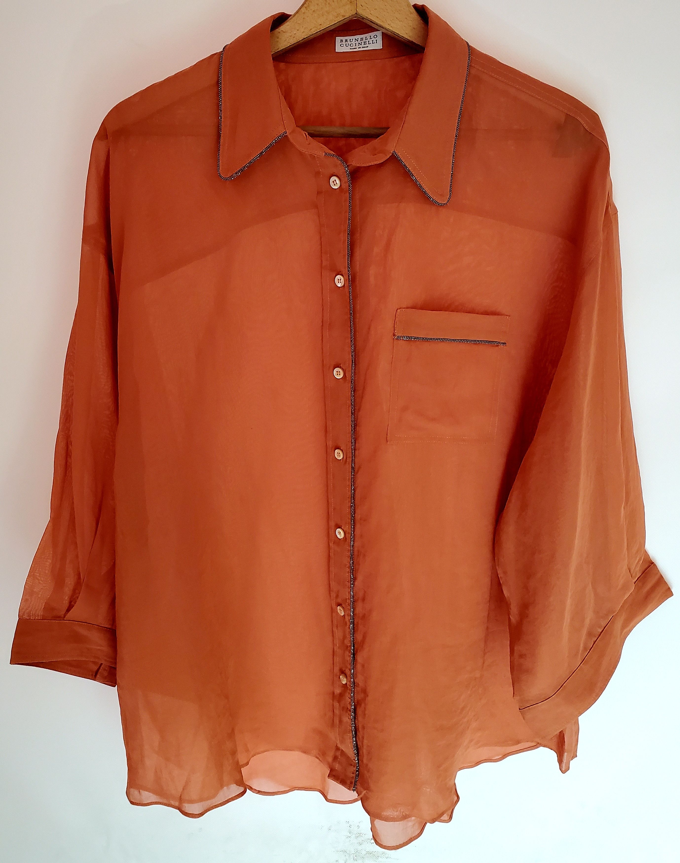 Brunello Cucinelli Brunello Cucinelli - Monili embellished cotton shirt perfect Size XL / US 12-14 / IT 48-50 - 2 Thumbnail