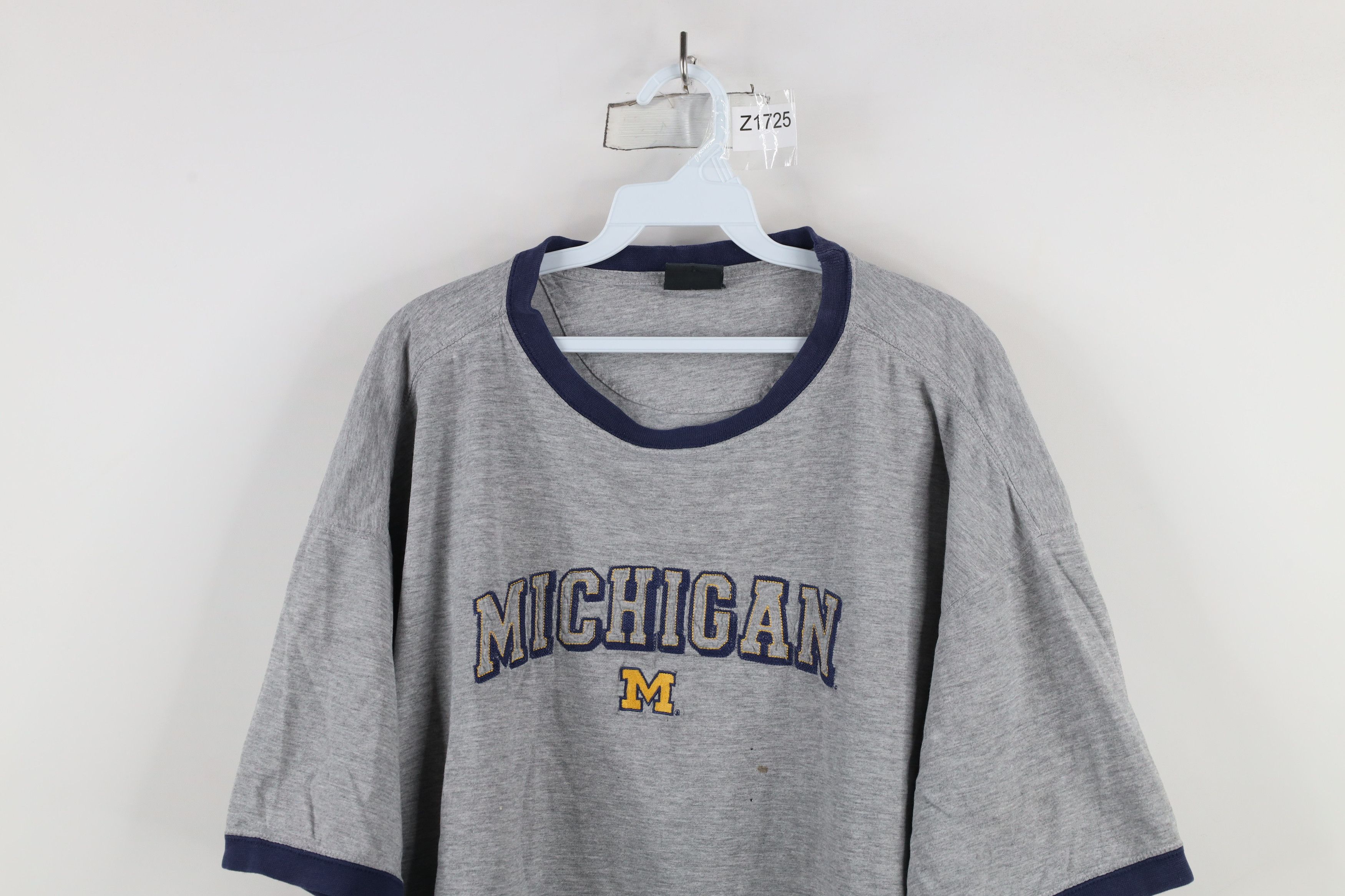 Vintage Vintage 90s University of Michigan Ringer T-Shirt Gray Size US XXL / EU 58 / 5 - 2 Thumbnail