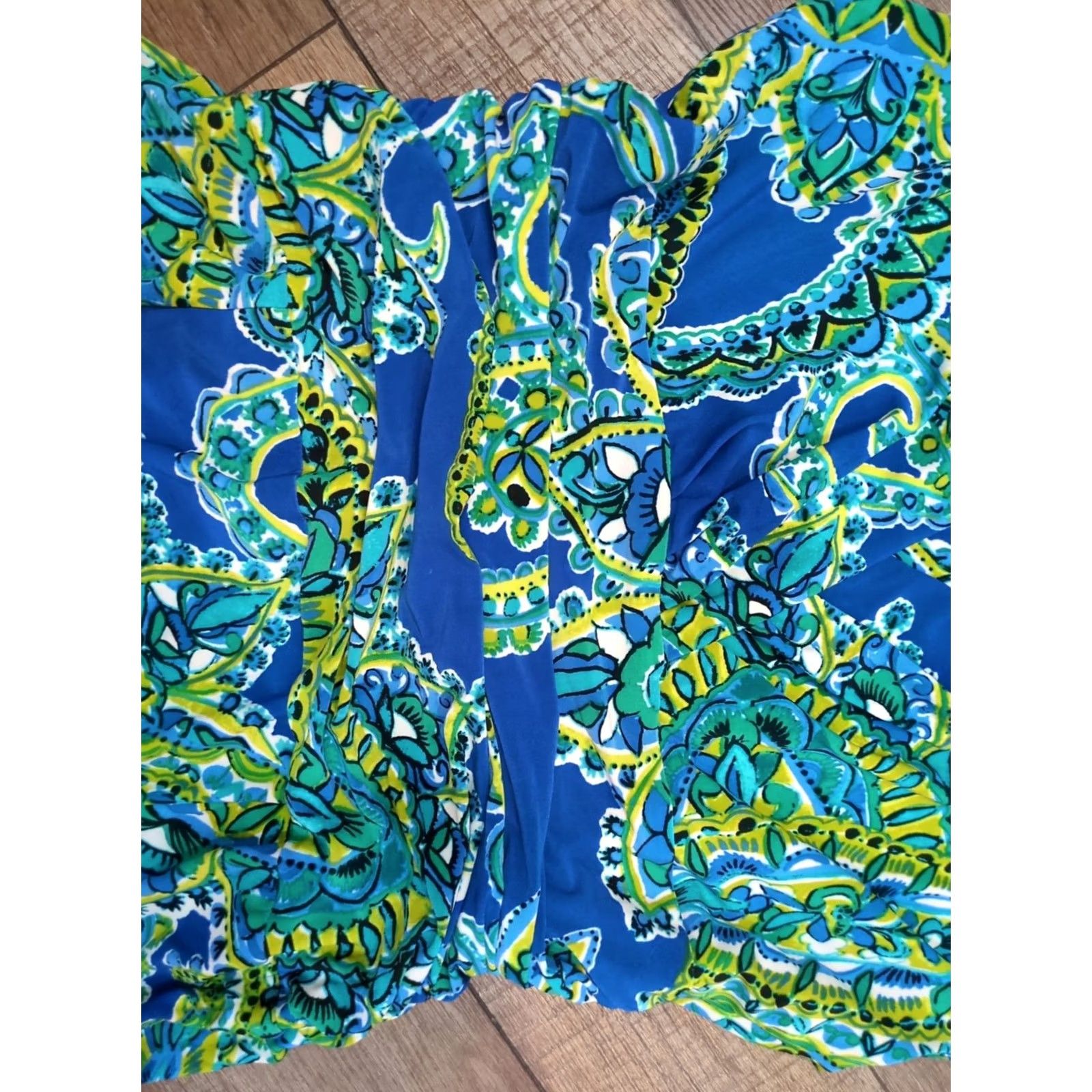 Jones New York VINTAGE? Jones New York Sleeveless Dress sz 14 Blue Green Women's Long Sinched Waist Floral Pattern Midi Wrap Dress Casual Party/Cocktail Women/Xs? No Size XL / US 12-14 / IT 48-50 - 2 Thumbnail