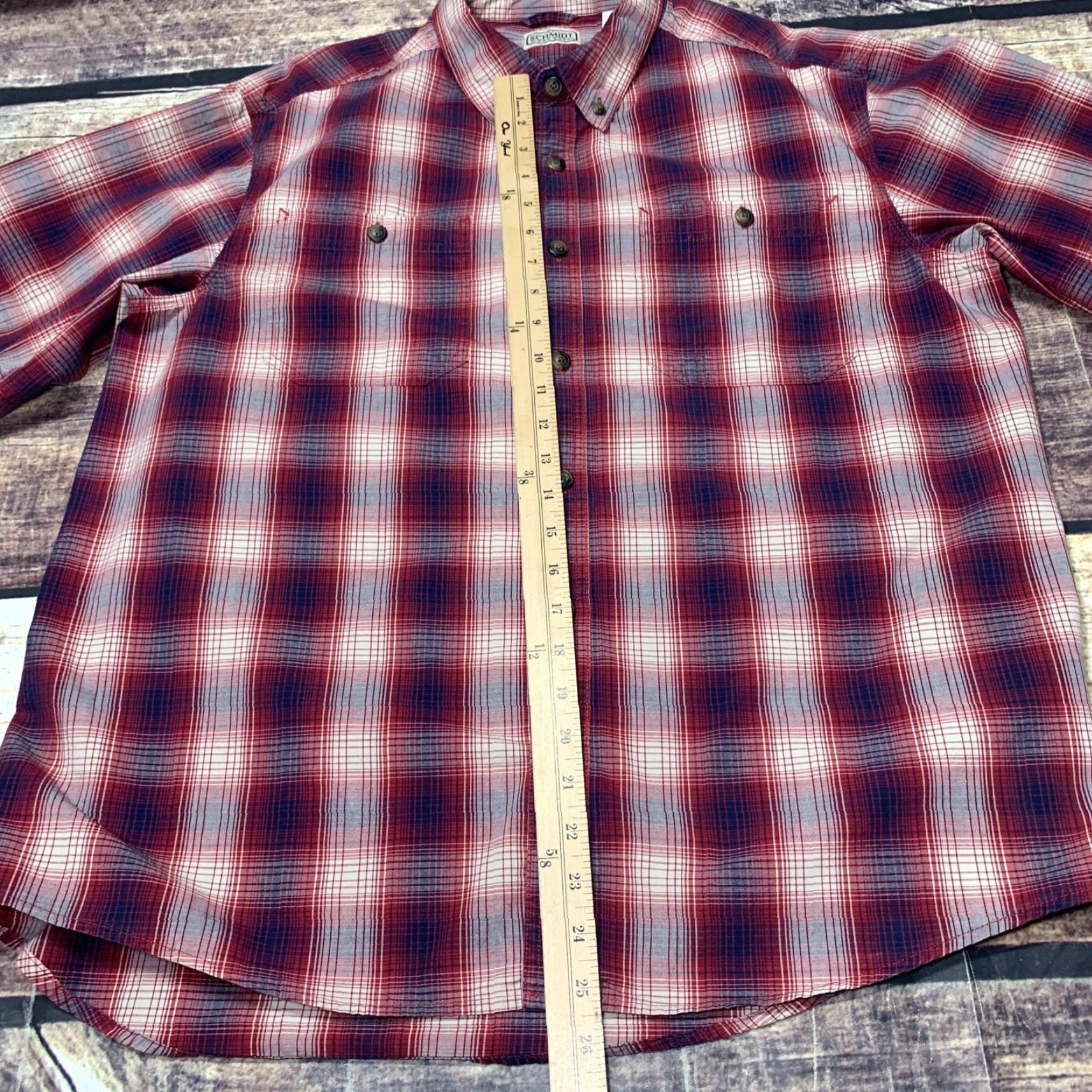 Vintage C.E. Schmidt Shirt Short Sleeve Red Button Down Front Check Plaid Pockets Large – Mens, Button-Up, Casual Workwear, Vintage? No Size US L / EU 52-54 / 3 - 4 Thumbnail