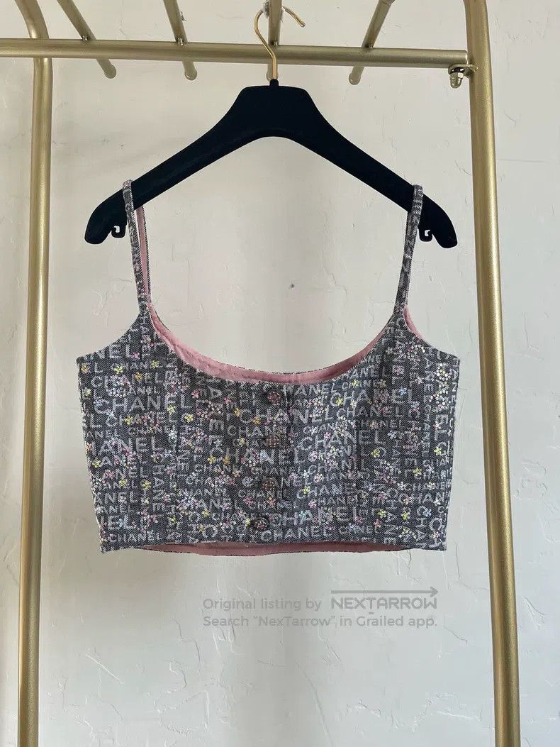Chanel Chanel 24c full logo rhinestone denim suspenders Size XS / US 0-2 / IT 36-38 - 2 Thumbnail