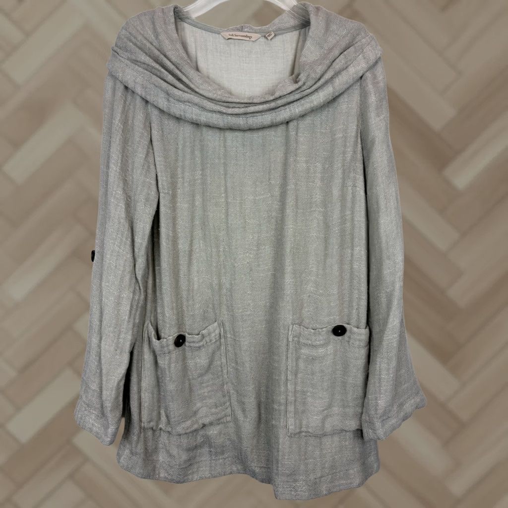 Soft Surroundings Soft Surroundings Top Womens M Beige Cowl Neck Tunic Cozy Cottage Coastal Size M / US 6-8 / IT 42-44 - 1 Thumbnail
