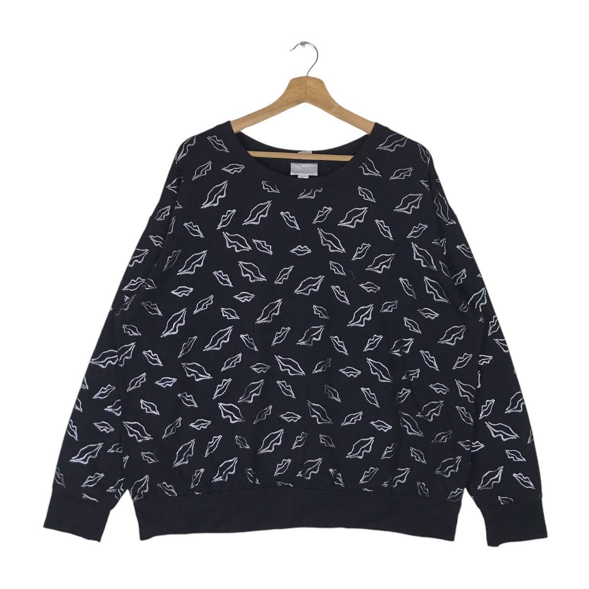 Vintage Vintage Bisou Bisou Lips Graphic All Over Print Pullover Size US XL / EU 56 / 4 - 1 Thumbnail