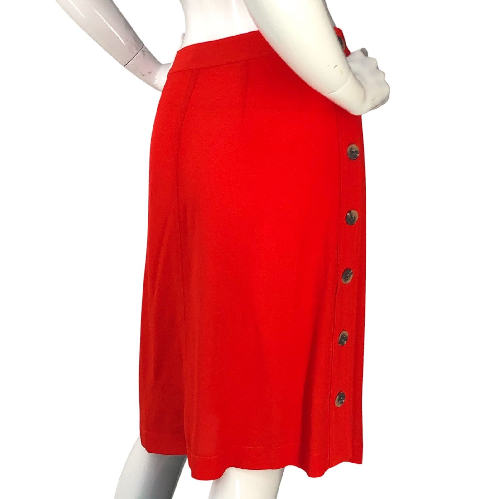 Madewell Madewell Size 0 Skirt Side Buttons Knee Length Viscose Red Size 25" / US 0 / IT 36 - 7 Thumbnail