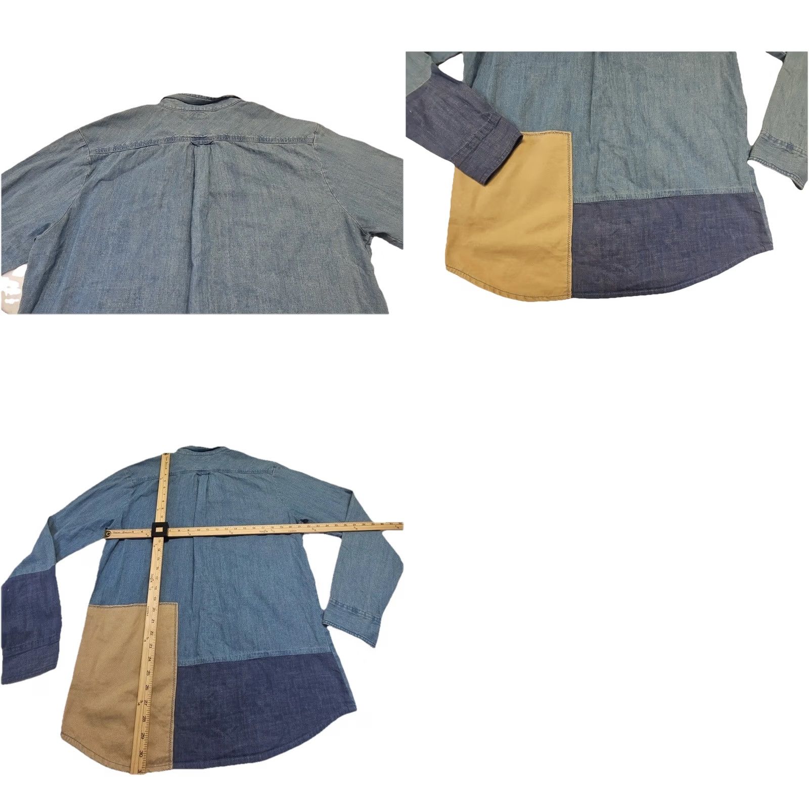 Levi's Levi’s Patchwork Chambray Shirt Mens L Colorblock Denim Button Up Workwear Size US L / EU 52-54 / 3 - 8 Thumbnail