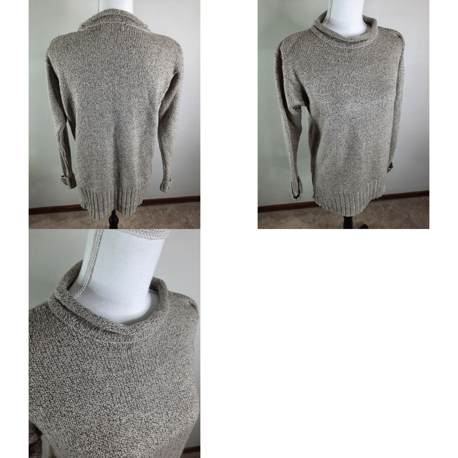 Vintage VINTAGE Carolyn Taylor Sweater Wool Acrylic Beige Mock Neck 1/4 Zip Womens Medium Front 4S3C Classic Size M / US 6-8 / IT 42-44 - 8 Thumbnail