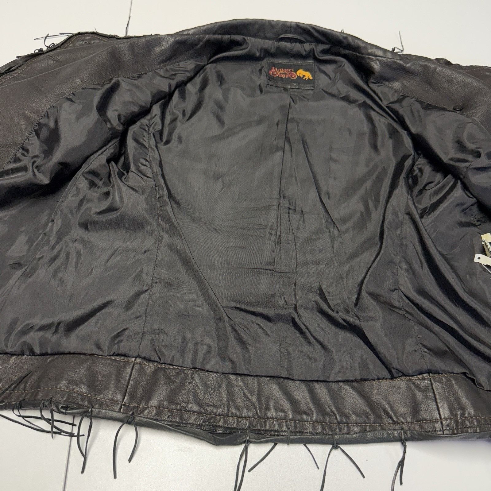 Vintage Burns 1876 Womens Leather Jacket Black Fringe Western Biker Size M / US 6-8 / IT 42-44 - 13 Thumbnail