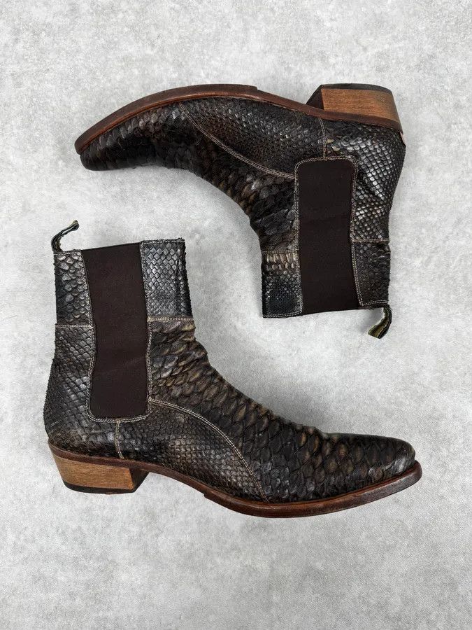 Roberto Cavalli 2000s Roberto Cavalli Brown Python Cowboy Boots Size US 11 / EU 44 - 4 Thumbnail