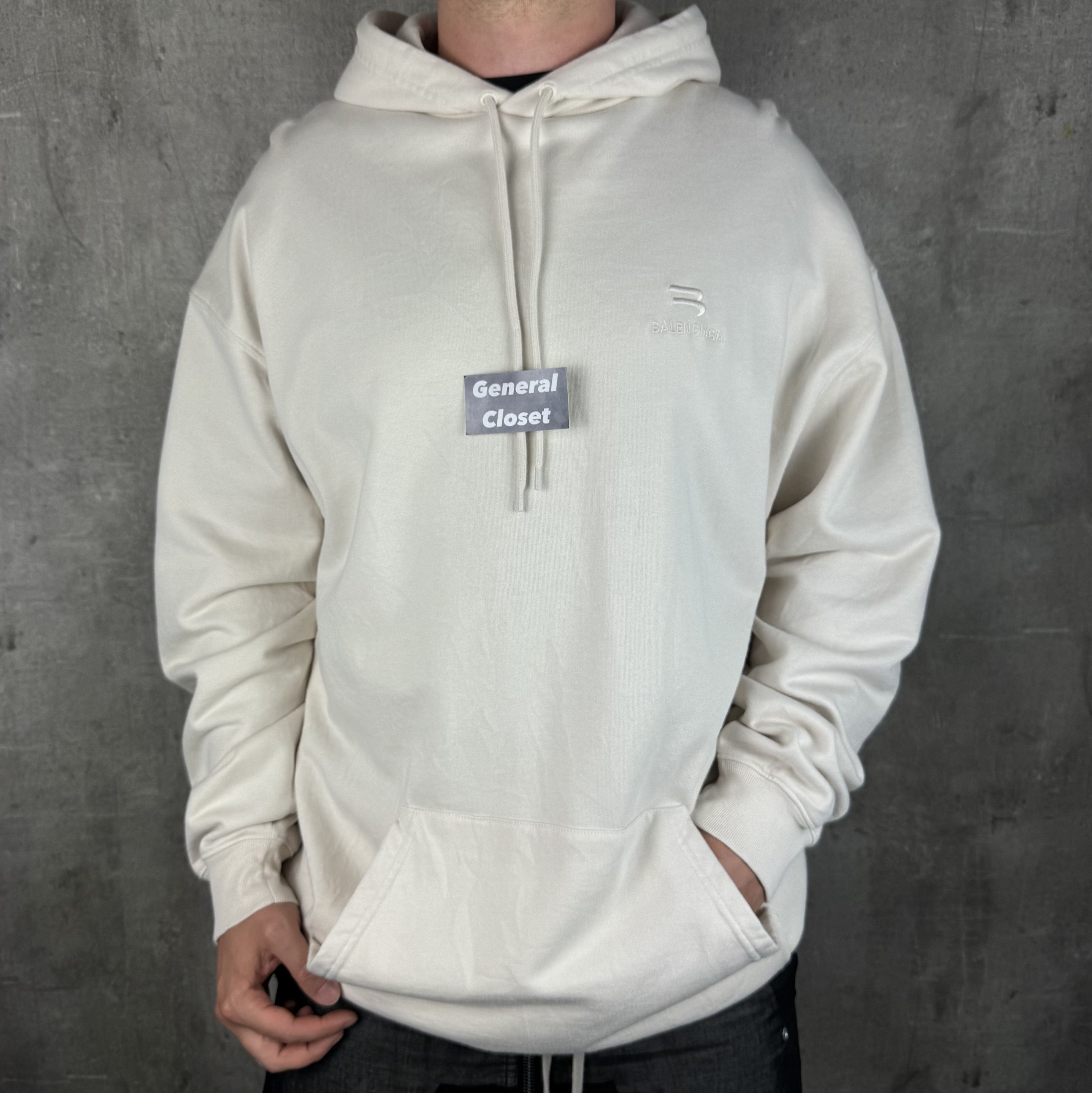 Balenciaga BALENCIAGA 3B Chest Logo Hoodie Cream Size US S / EU 44-46 / 1 - 2 Thumbnail