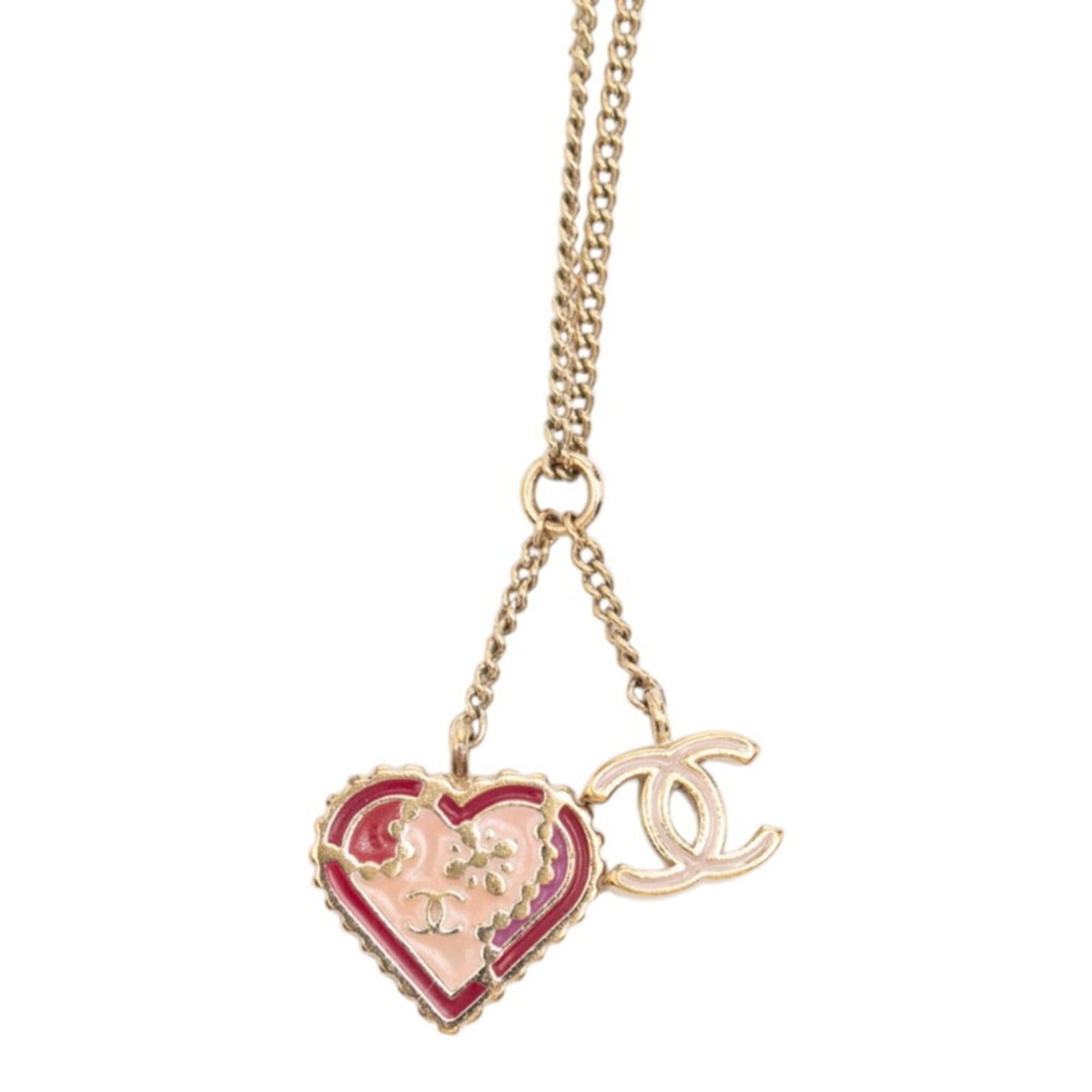 Chanel Chanel Coco Mark Heart Pendant Necklace 05P Gold Multicolor Plated Women's CHANEL Size ONE SIZE - 1 Thumbnail