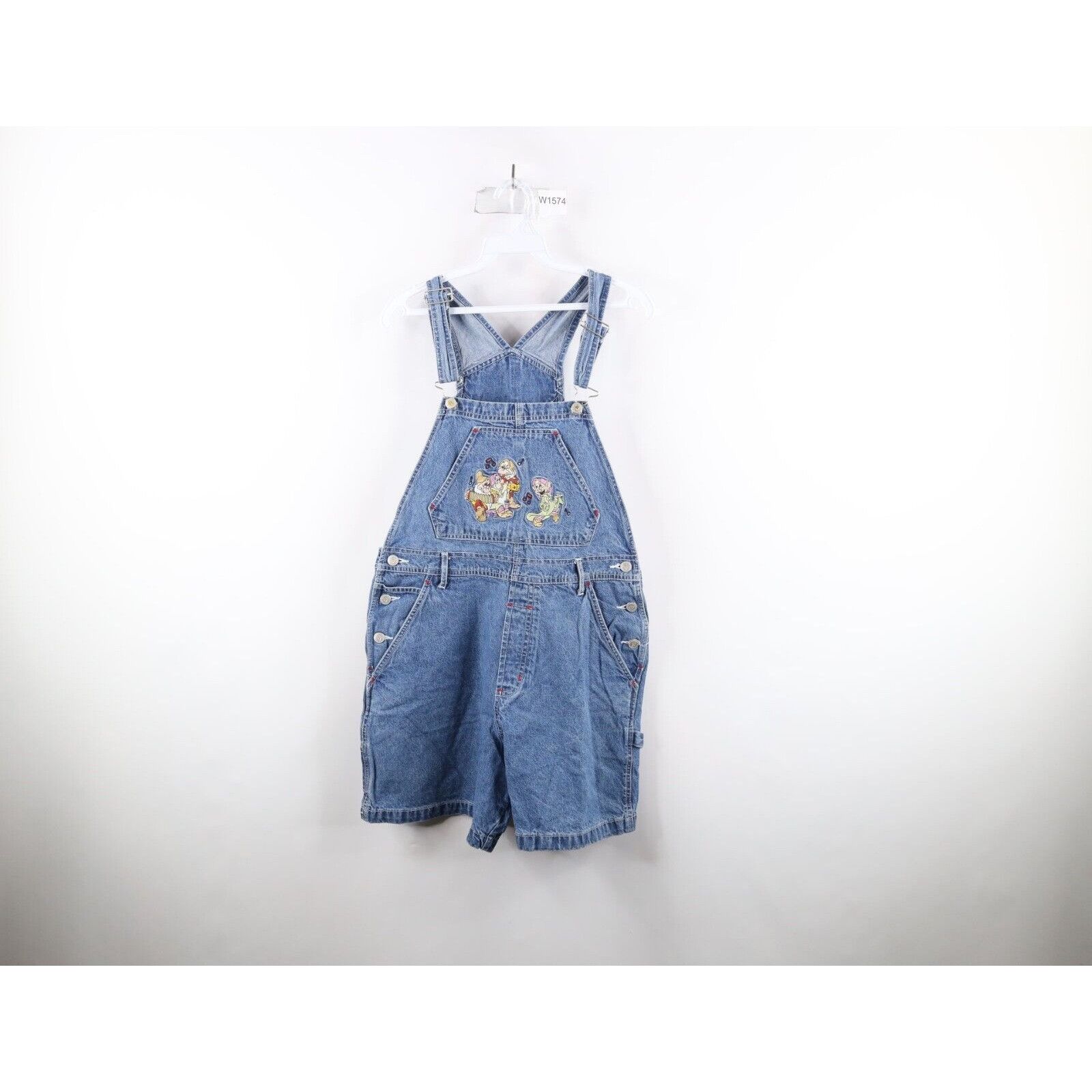 image of 90's Disney Snow White The Seven Dwarfs Shortalls in Blue, Women's (Size 26)