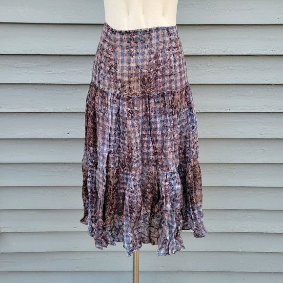 Other Peruvian Connection Flowy Summer Pleated Tiered Ruffle Flora Size 30" / US 8 / IT 44 - 2 Thumbnail