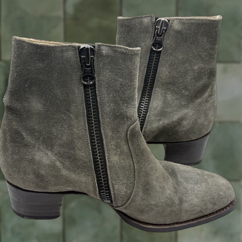 Vintage ANN MASHBURN Bootie Sho e Gray Suede Side Zip Ankle Bootie Womens 37 EU 6-7 US Gray Bohemian Classic Spain Size US 6 / IT 36 - 1 Thumbnail