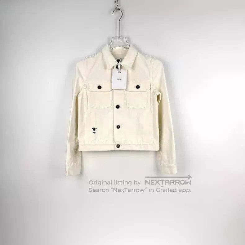 Dior Dior White embroidered bee denim cotton jacket Size XS / US 0-2 / IT 36-38 - 3 Thumbnail