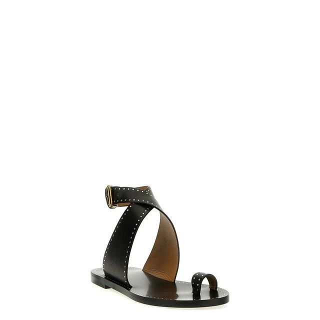 Isabel Marant ISABEL MARANT Jools Studded Strappy Black Leather Flat Sanda Size US 6 / IT 36 - 2 Thumbnail