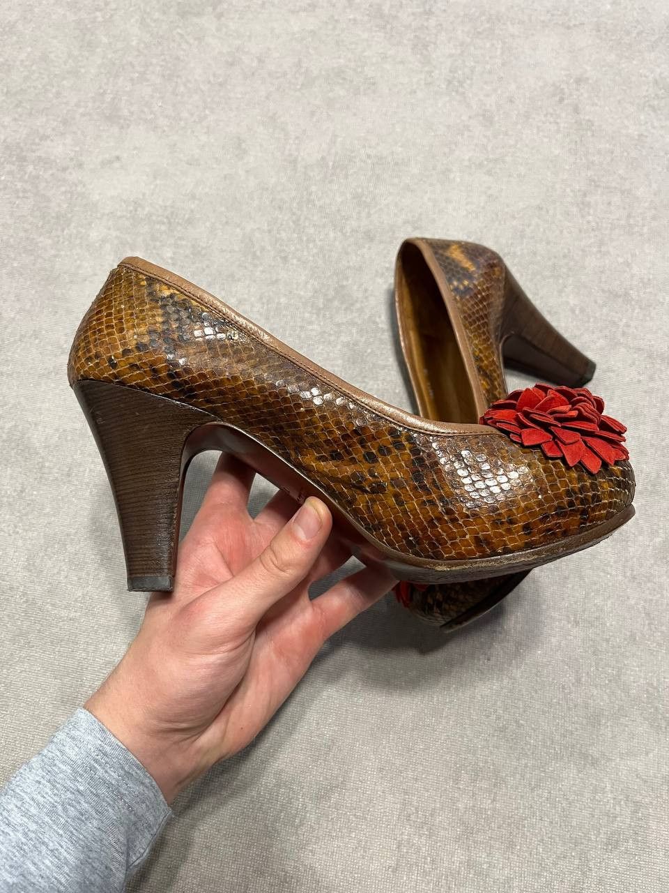 Other Chia Mihara Rare Flower Pump Heels Brown Leather Women`s Size US 8 / IT 38 - 8 Thumbnail