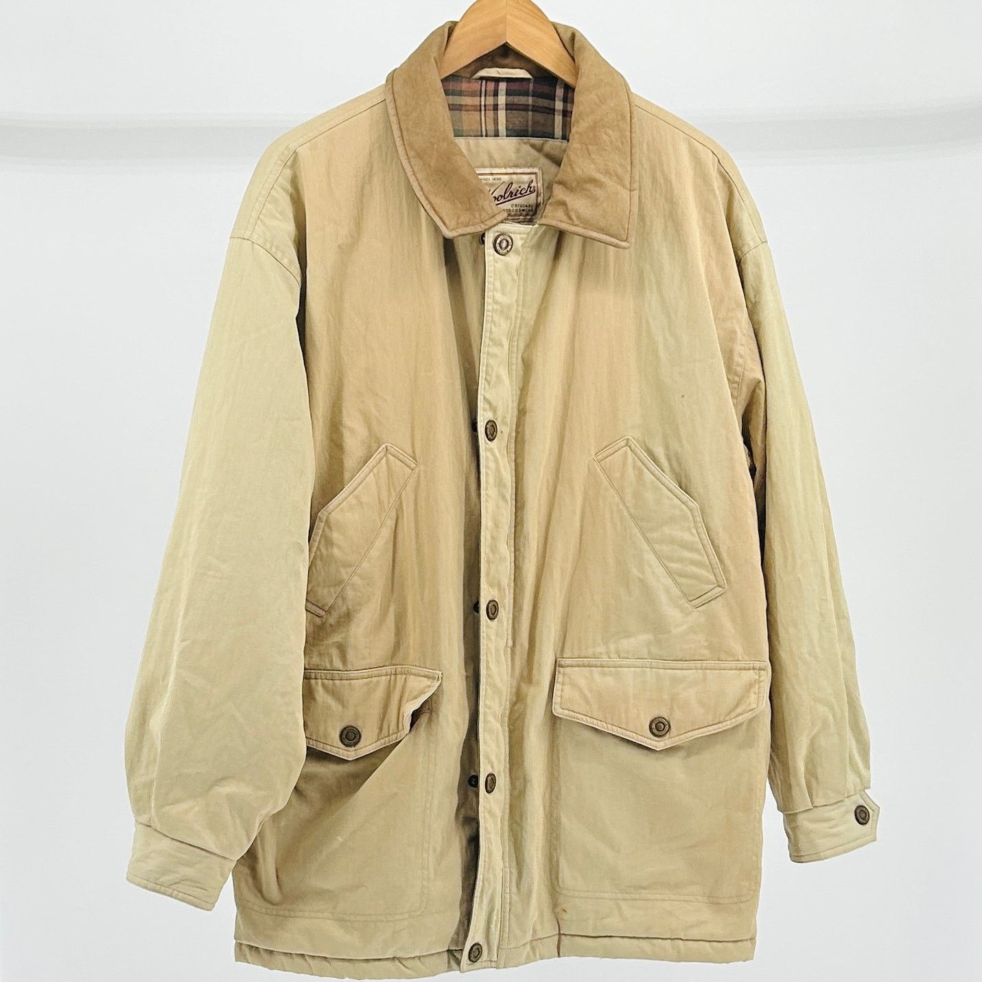 Woolrich Woolen Mills 90s Woolrich Distressed Tan Barn Coat + Leather Collar Size US L / EU 52-54 / 3 - 1 Thumbnail
