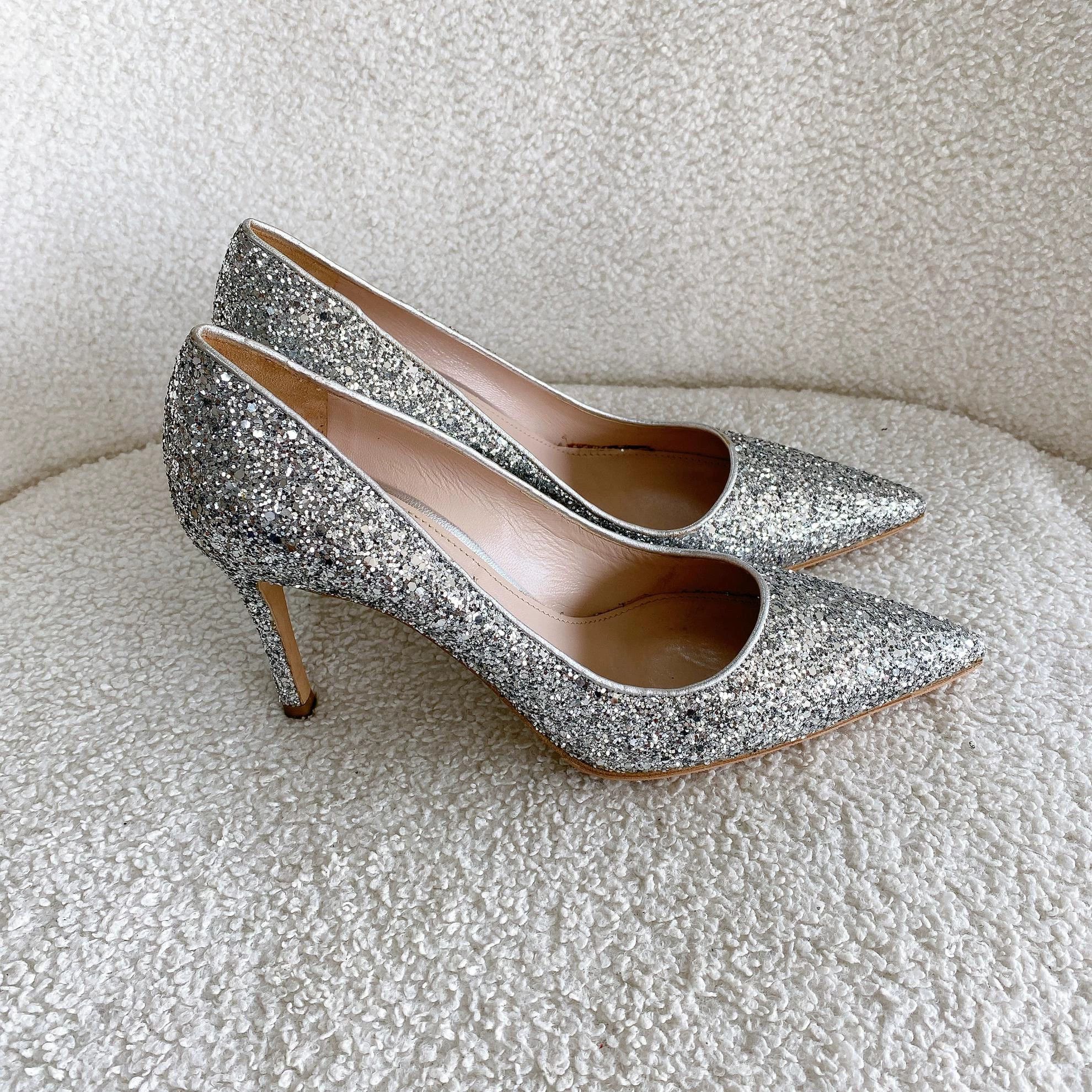 Miu Miu MIU MIU Silver Sequin High Heels Women's Size 37 Size US 6.5 / IT 36.5 - 4 Thumbnail