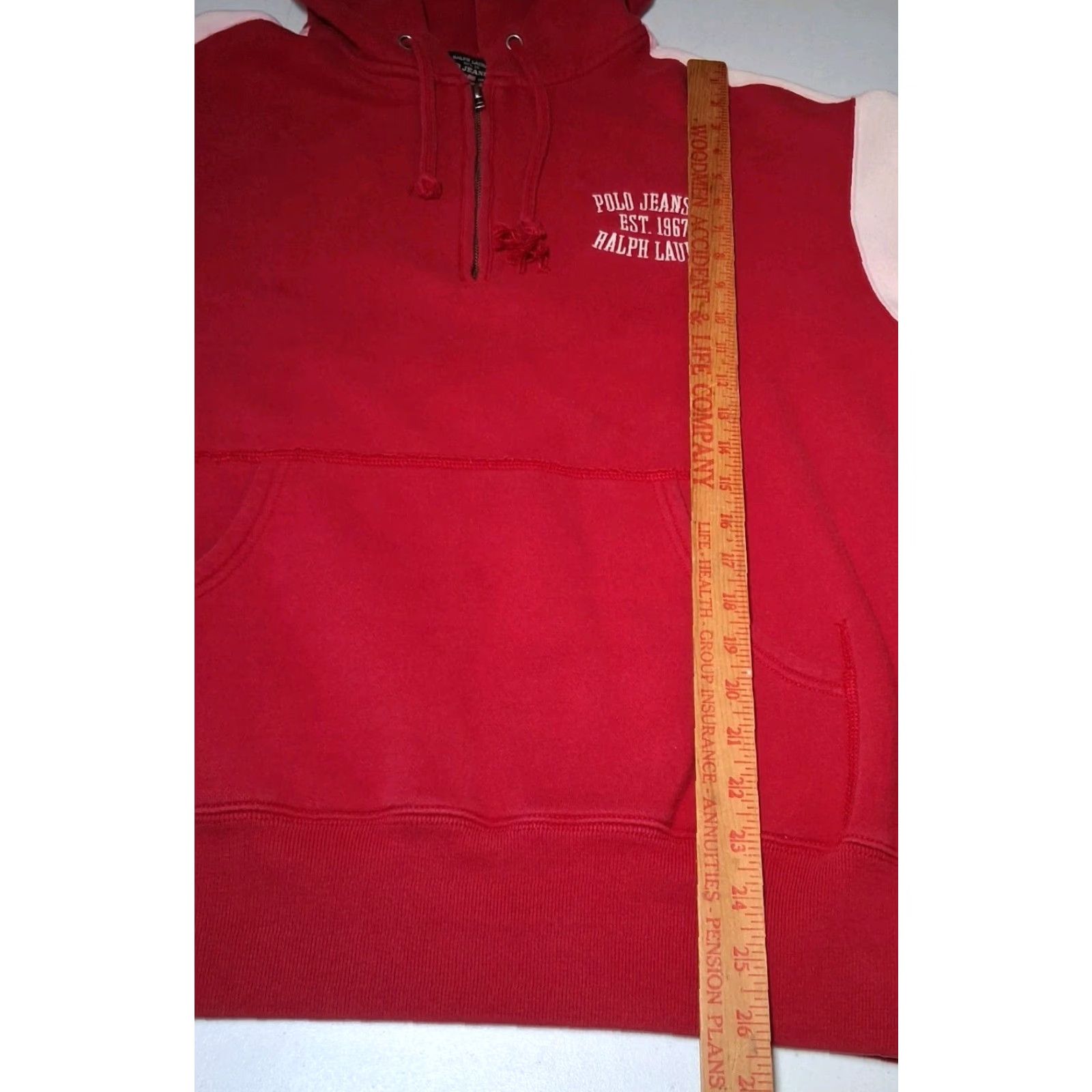 Vintage Vintage Ralph Lauren Polo Jeans Sweatshirt Men Large Red Pullover 1/4 Zip Readable Red Blue? Size US L / EU 52-54 / 3 - 5 Thumbnail