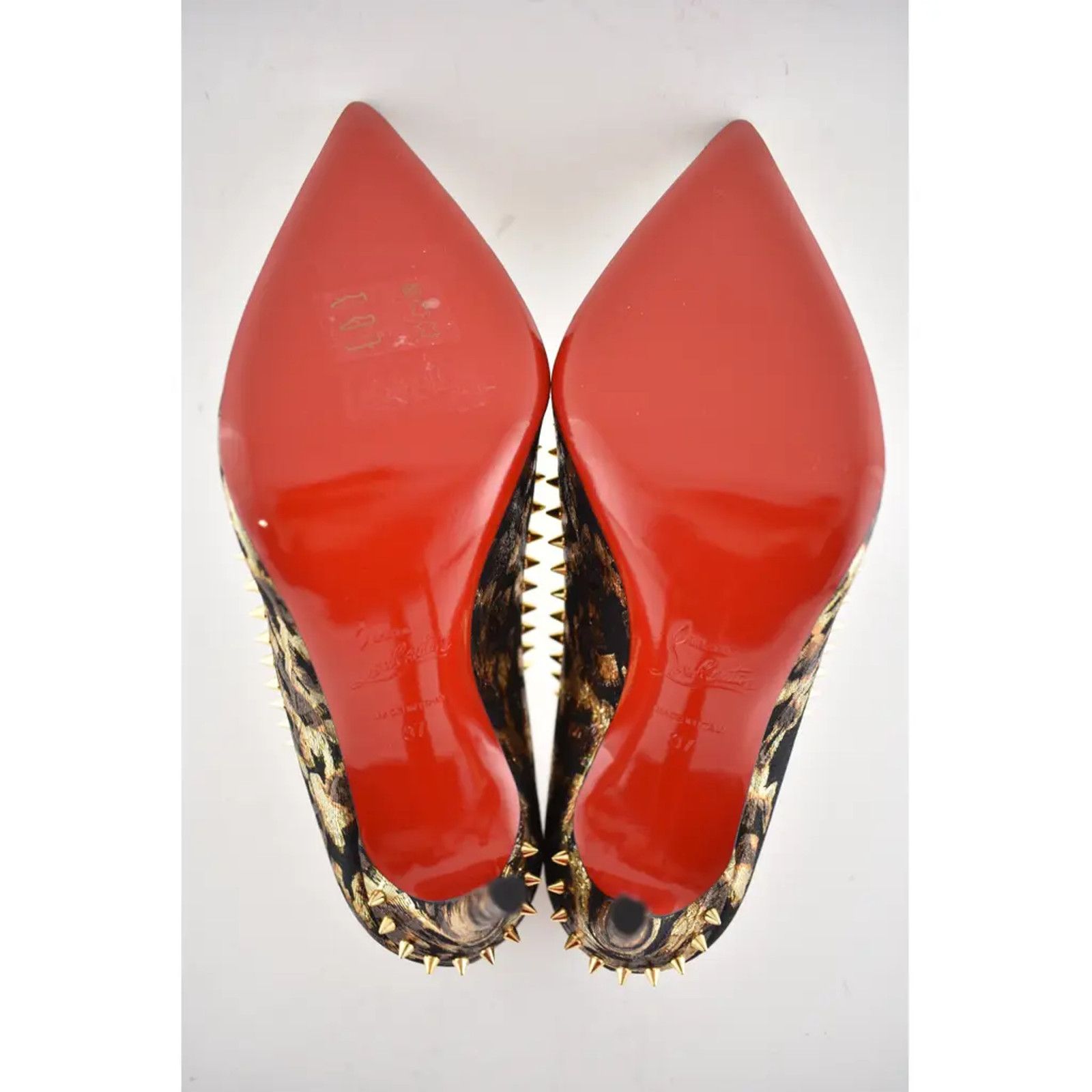 Christian Louboutin Christian Louboutin Anjalina 100 Lurex Tresor Black Gold Size US 7 / IT 37 - 12 Thumbnail