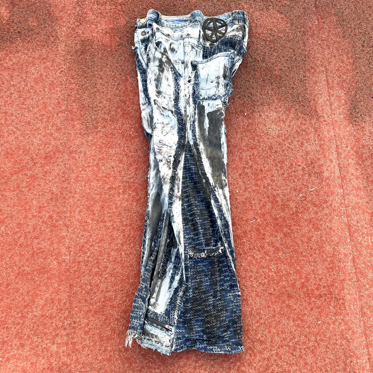 Levi's Double Waist Chaotic Blue Stains Panto Size US 33 - 7 Thumbnail