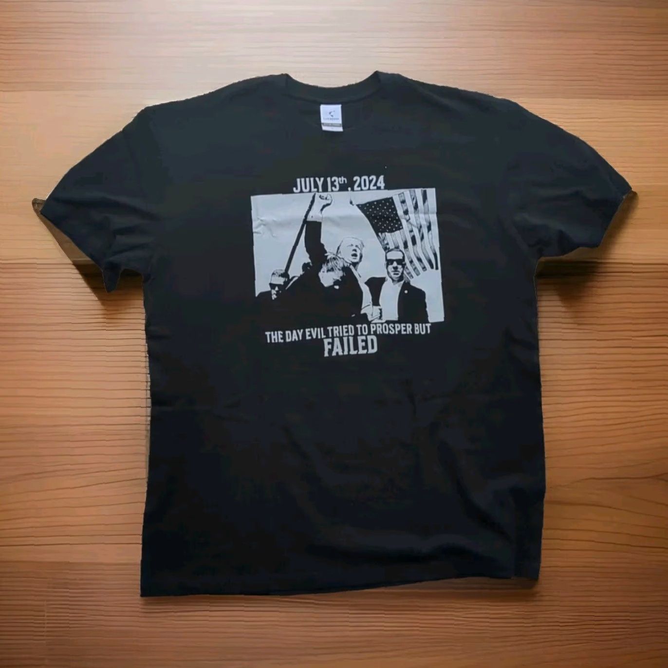 Vintage Donald Trump July 2024 - The Day Evil Tried To Prosper But FAILED - T Shirt Black Cotton Crew Neck Short Sleeve Logo 80s Men L Regular Vintage: No Size US L / EU 52-54 / 3 - 2 Thumbnail