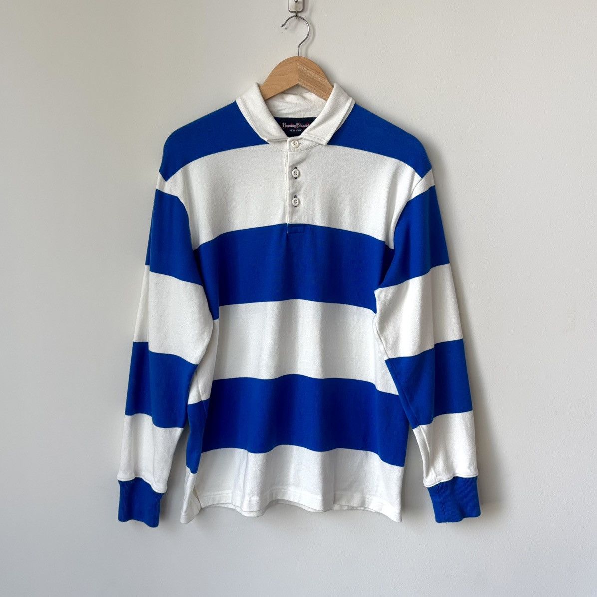 Striped Rugby Shirt Royal Blue White Heavyweight Colorblock