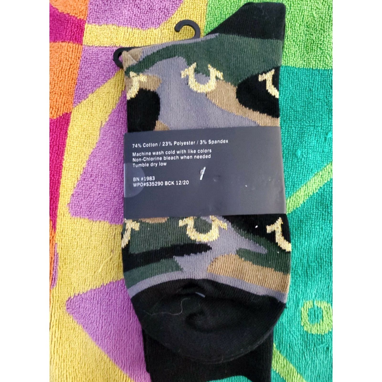 True Religion TRUE RELIGION Socks Crew 10-13 Men Camouflage 1 Pair Cotton Blend Horseshoe Seasonal Iconic Symbols Size ONE SIZE - 2 Thumbnail
