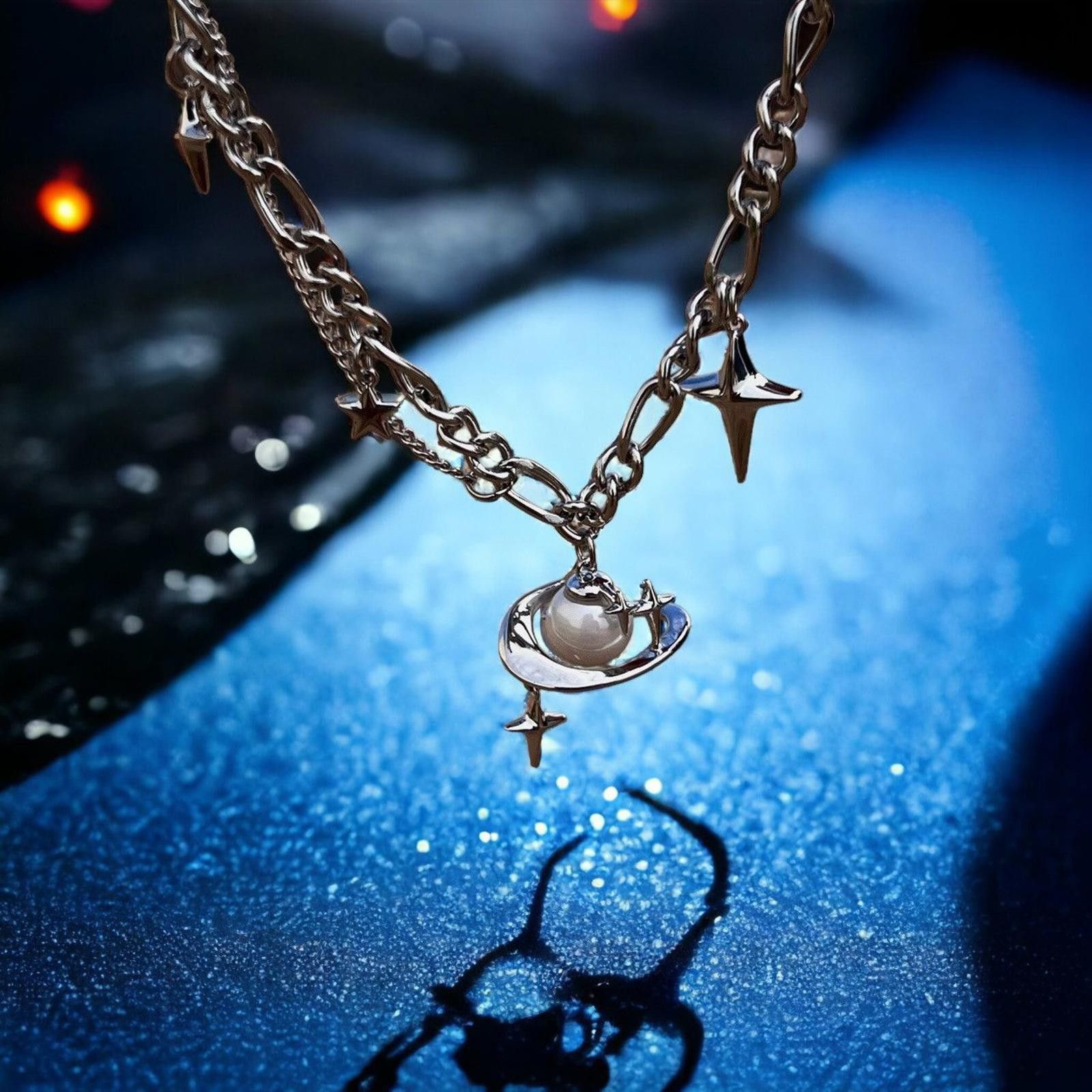 Jewelry Saturn Charm Chain Necklace Size ONE SIZE - 3 Thumbnail