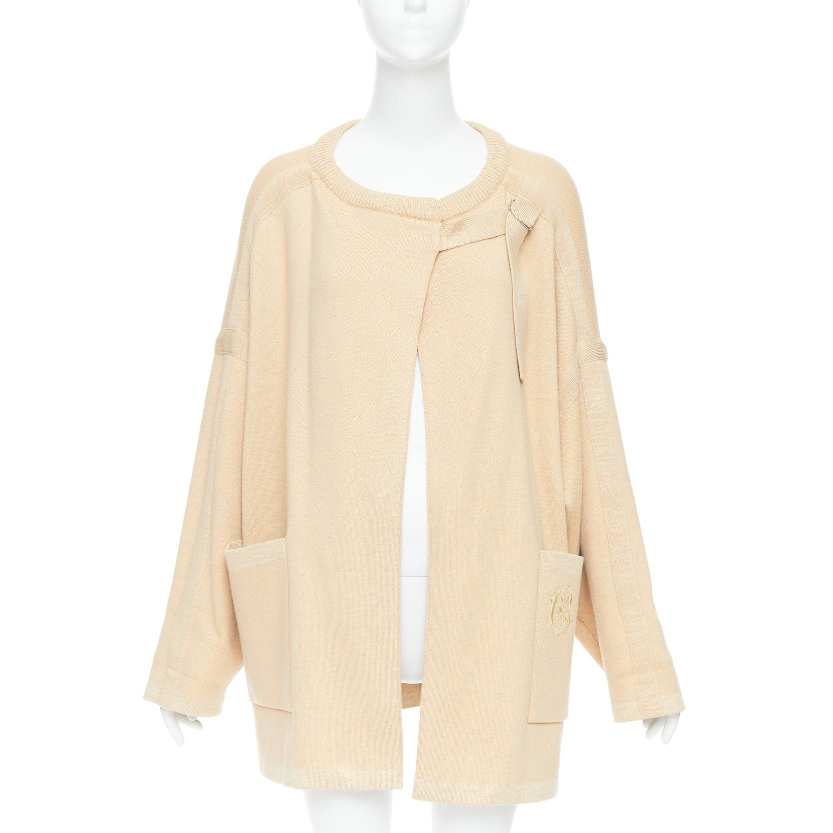 Chloe CHLOE barley brown wool blend embroidered C logo cardigan coat S Size S / US 4 / IT 40 - 1 Thumbnail