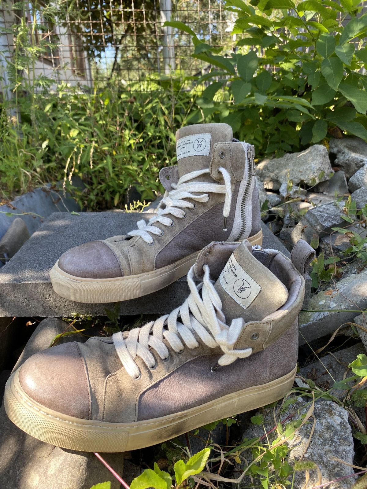 All saints Hi-Top Leather shoes Rick Owens Balenciaga Style
