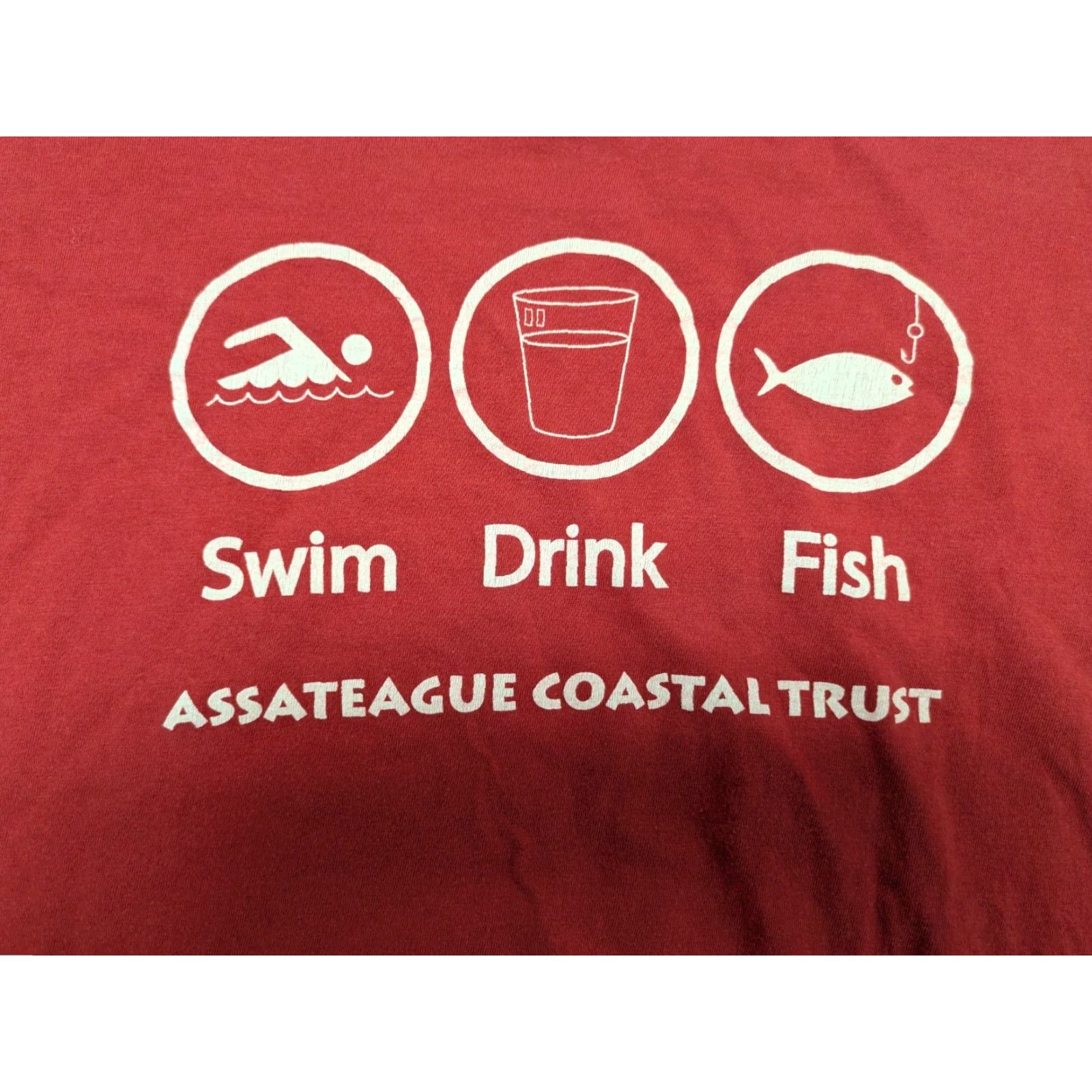 Vintage Assateague Coastal Trust T Shirt Large Mens Red 100% Cotton Anvil Organic Short Sleeve Crew Neck Graphic Tee with Animals Beach Bird Fish Horse Nature Size US L / EU 52-54 / 3 - 2 Thumbnail