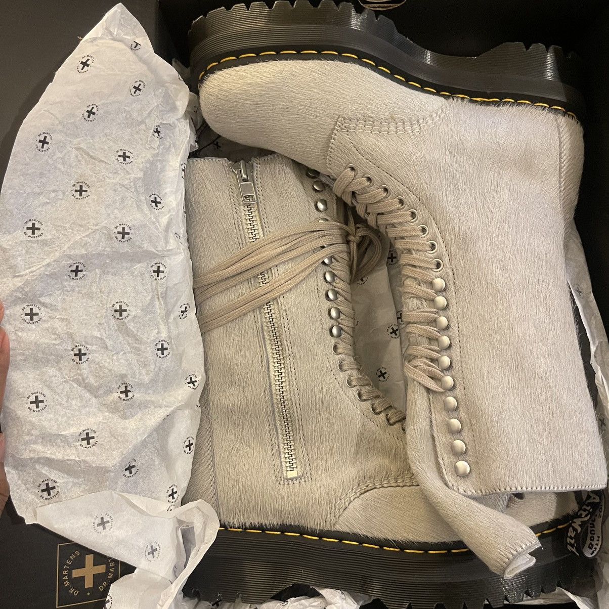 Dr. Martens × Rick Owens Rick Owens Dr. Martens Pony Hair Platform Boots *Brand New* Size US 12 / EU 45 - 4 Thumbnail