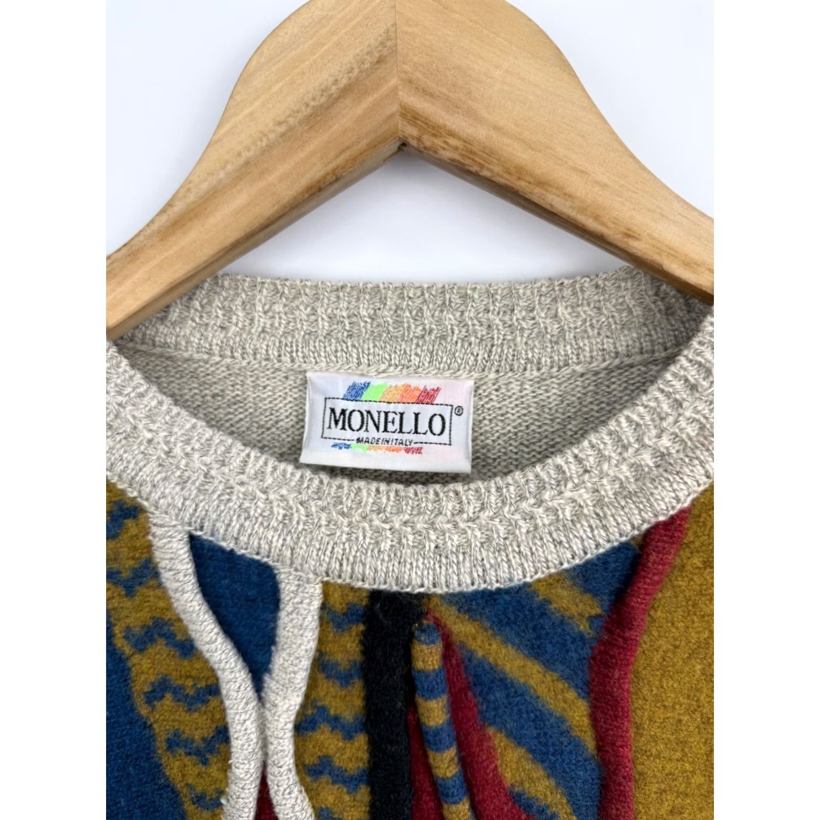 Tonello 🇮🇹 Vintage 90s Monello Sweater Made in Italy Coogi Style Rare Size L/XL Size US L / EU 52-54 / 3 - 6 Thumbnail
