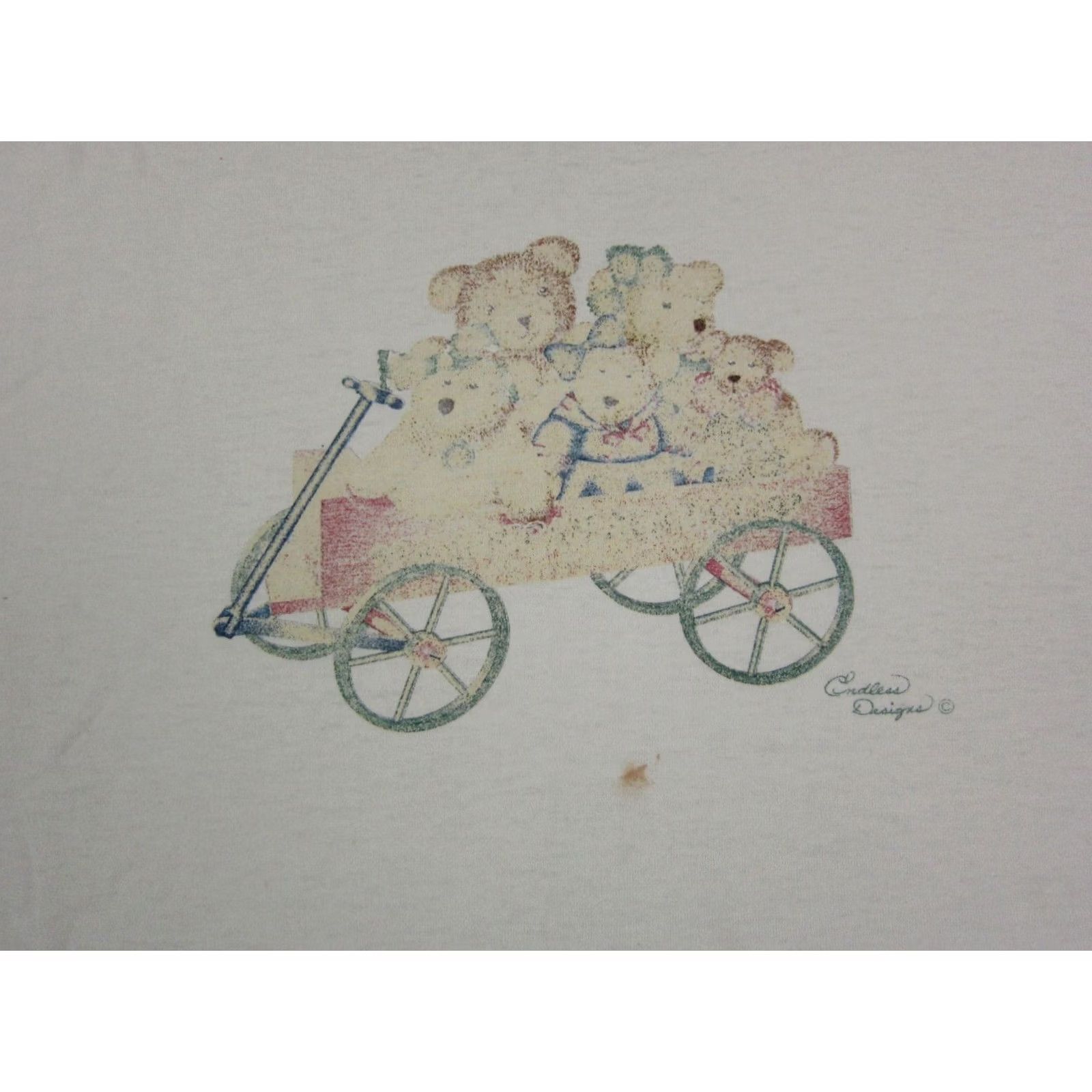 Jerzees Vintage Jerzees Shirt Mens Large White Teddy Bear Cart 90s Single Stitch Size US L / EU 52-54 / 3 - 2 Thumbnail