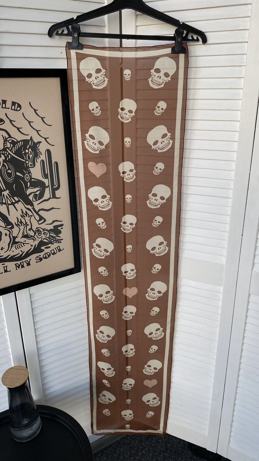Japanese Brand Vintage Tiffany Alana Skulls Hearts Silk Chiffon Scarf Size ONE SIZE - 7 Thumbnail