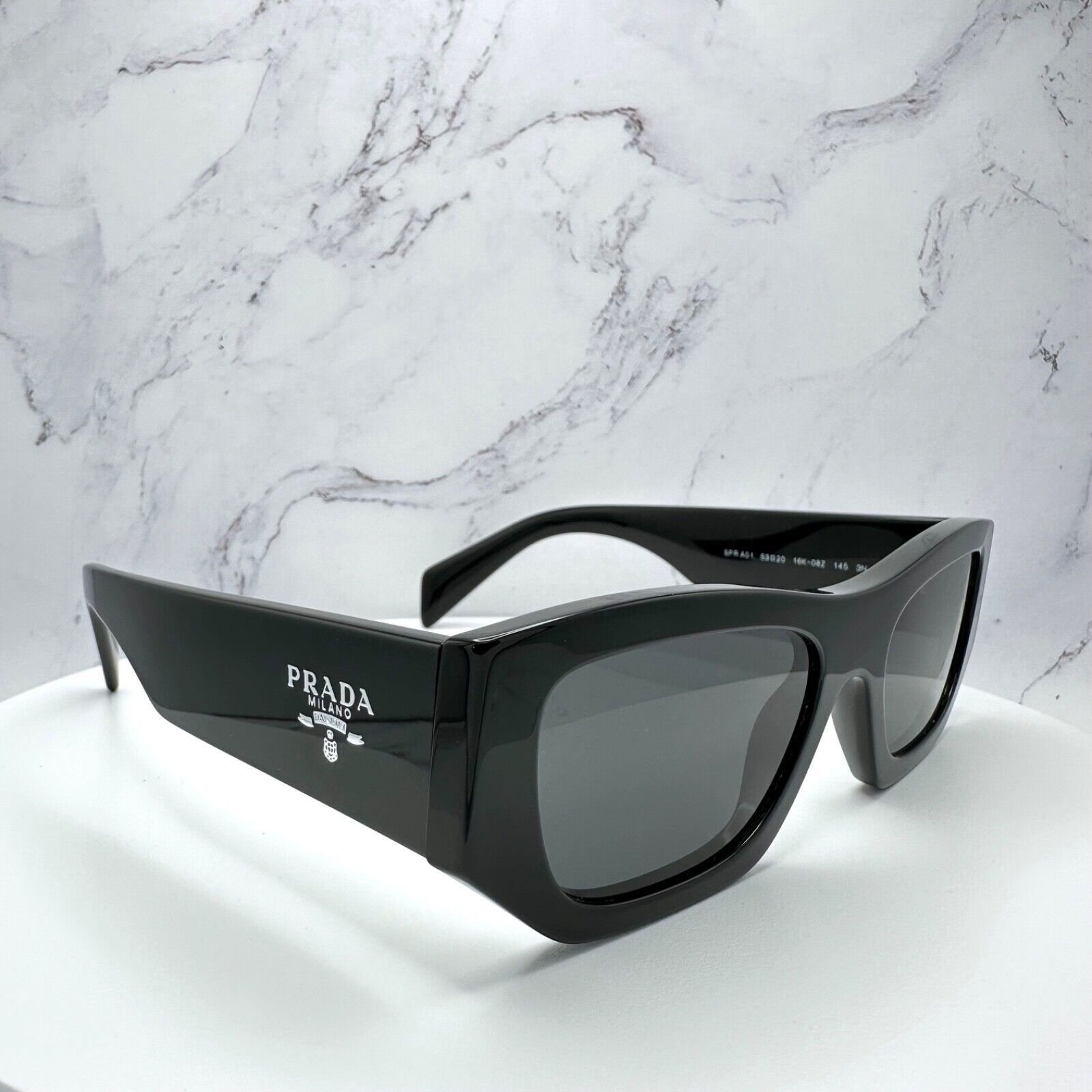 Prada PRADA Sunglasses Black Square PRADA MILANO Silver Logo Size ONE SIZE - 4 Thumbnail