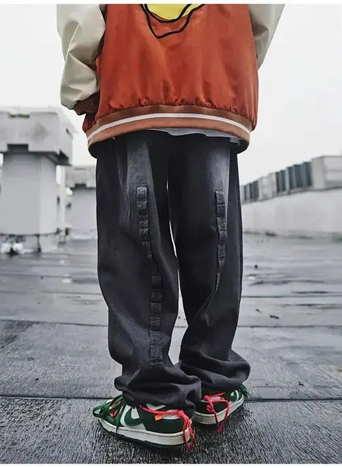VIBE Vintage Hip Hop Denim Trousers Male Oversize Flare Pants Size US 32 / EU 48 - 4 Thumbnail
