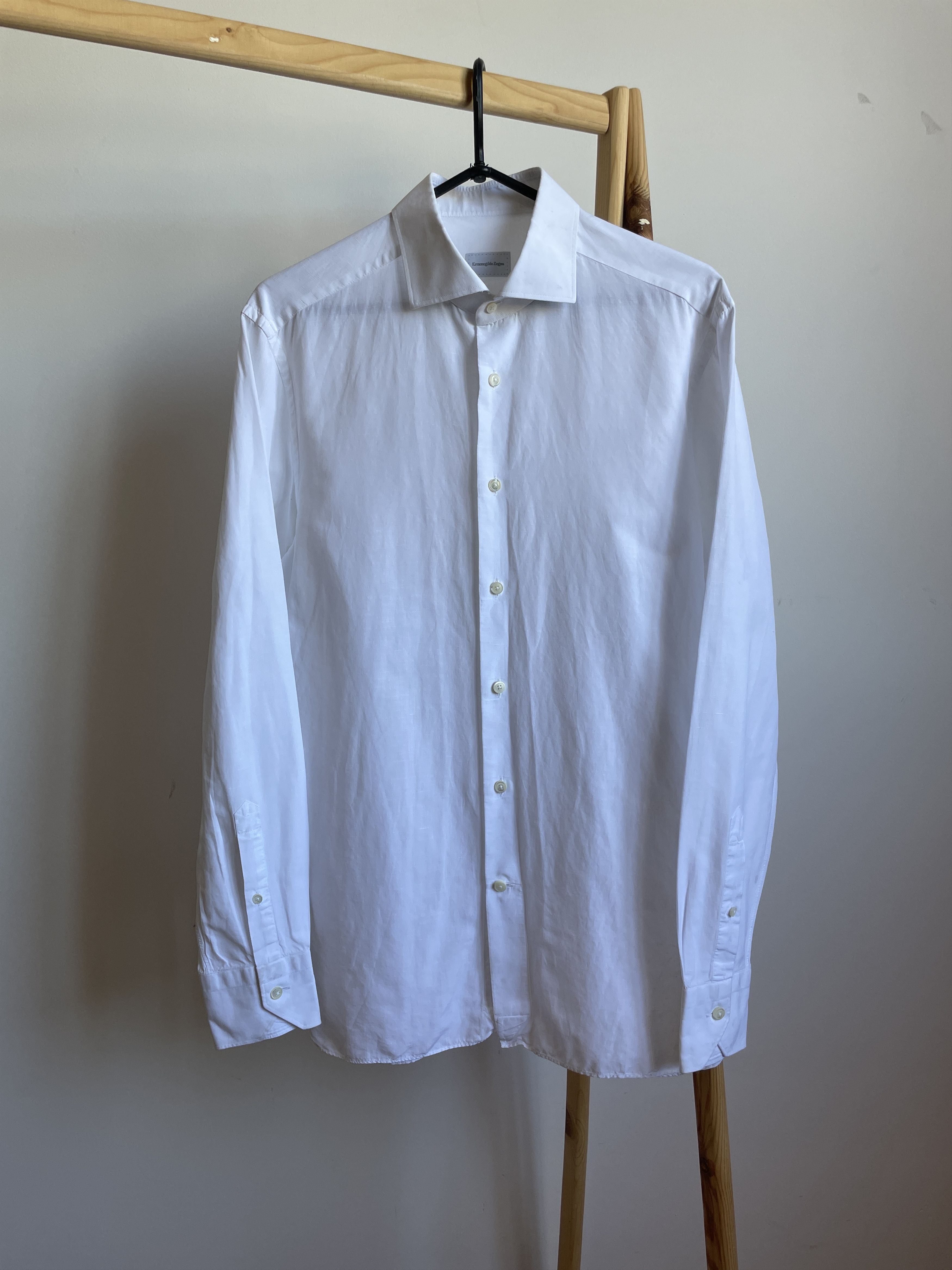 Ermenegildo Zegna Ermenegildo Zegna Cotton/Linen Slim Fit Dress Shirt Size 41 Size 38R - 1 Thumbnail