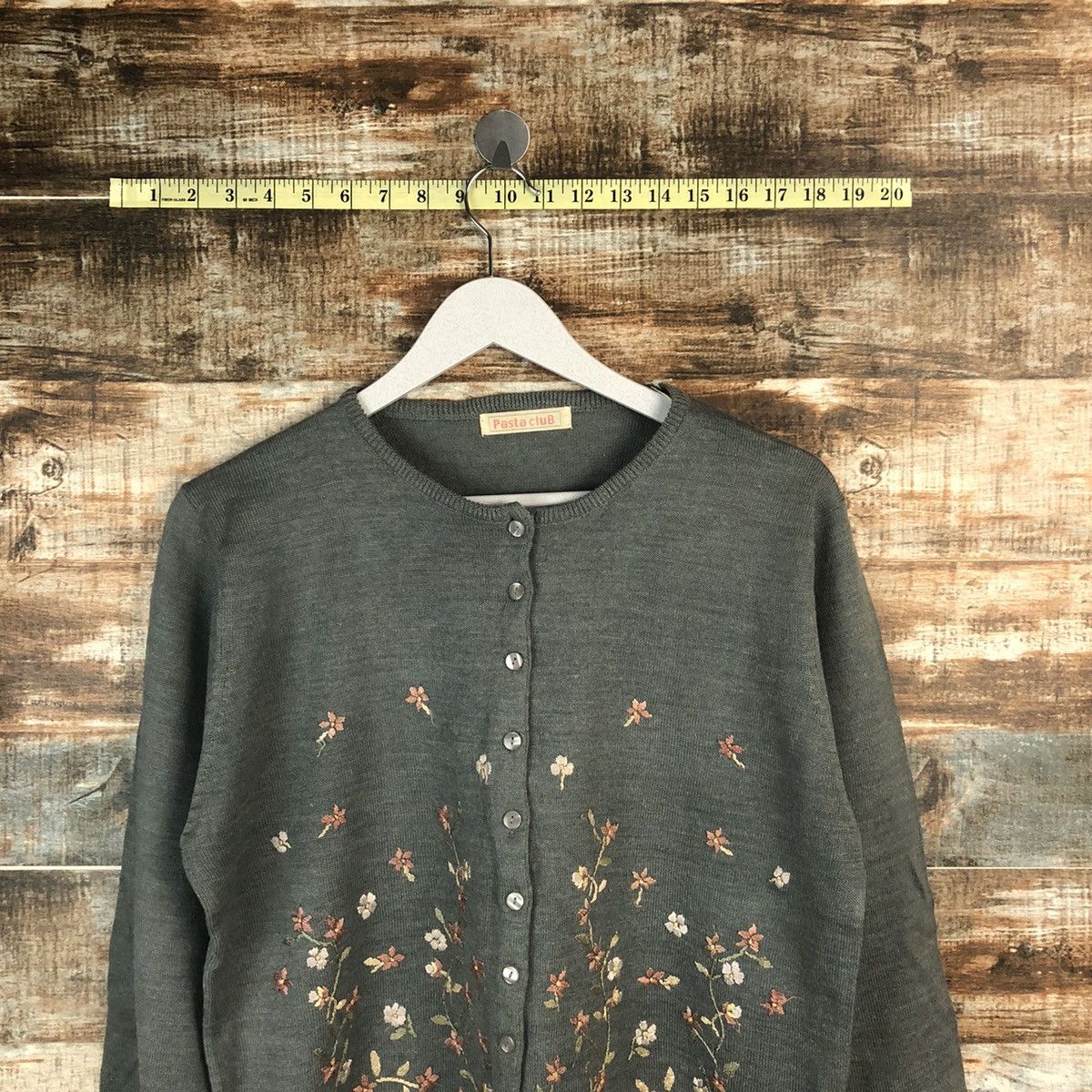 Vintage Pasta Club Grey Patterned vintage knitwear Cardigans #A1455 Size M / US 6-8 / IT 42-44 - 2 Thumbnail