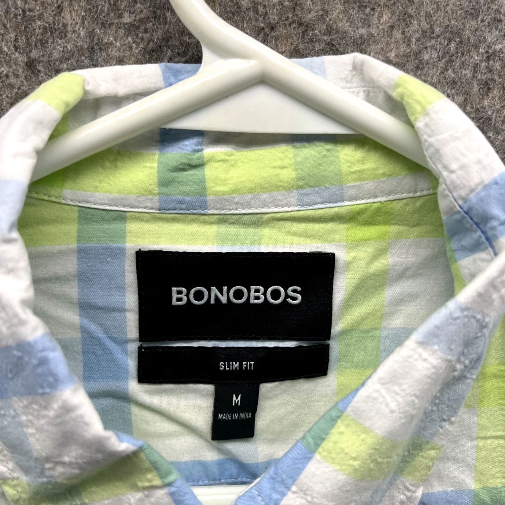 Bonobos Bonobos Shirt Men Medium Green White Casual Button-Down Slim Fit Check Shirt Size US M / EU 48-50 / 2 - 7 Thumbnail